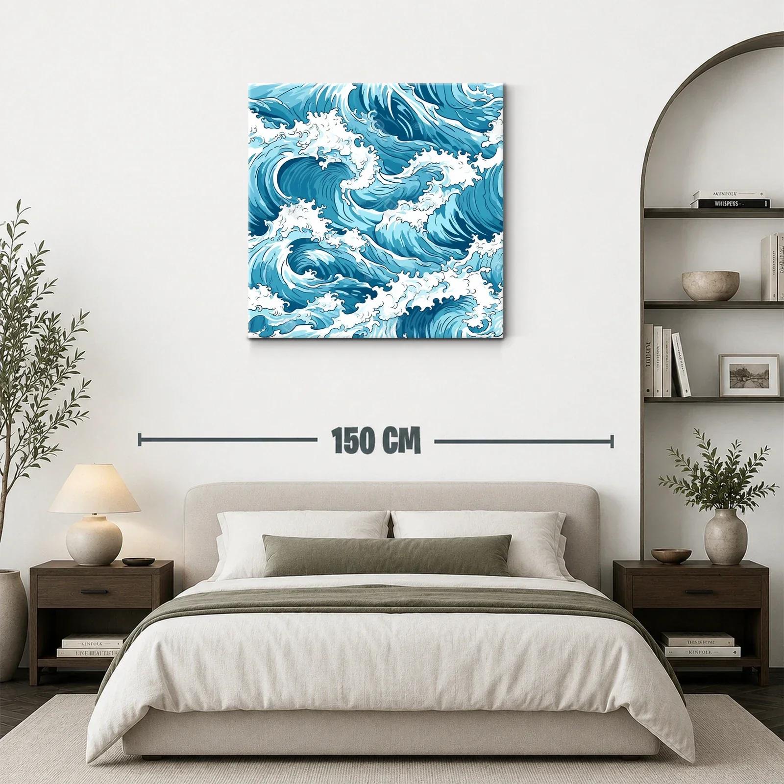 Impresionante obra de olas marinas en tonos azules y blancos — miniatura 3