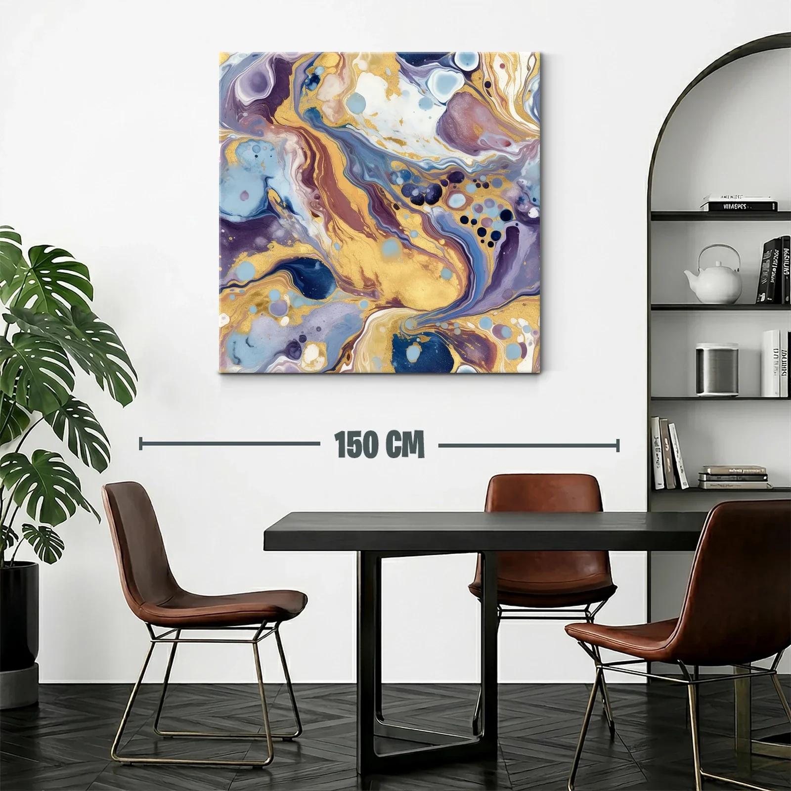 Cuadro abstracto con destellos dorados y tonos suaves — miniatura 2