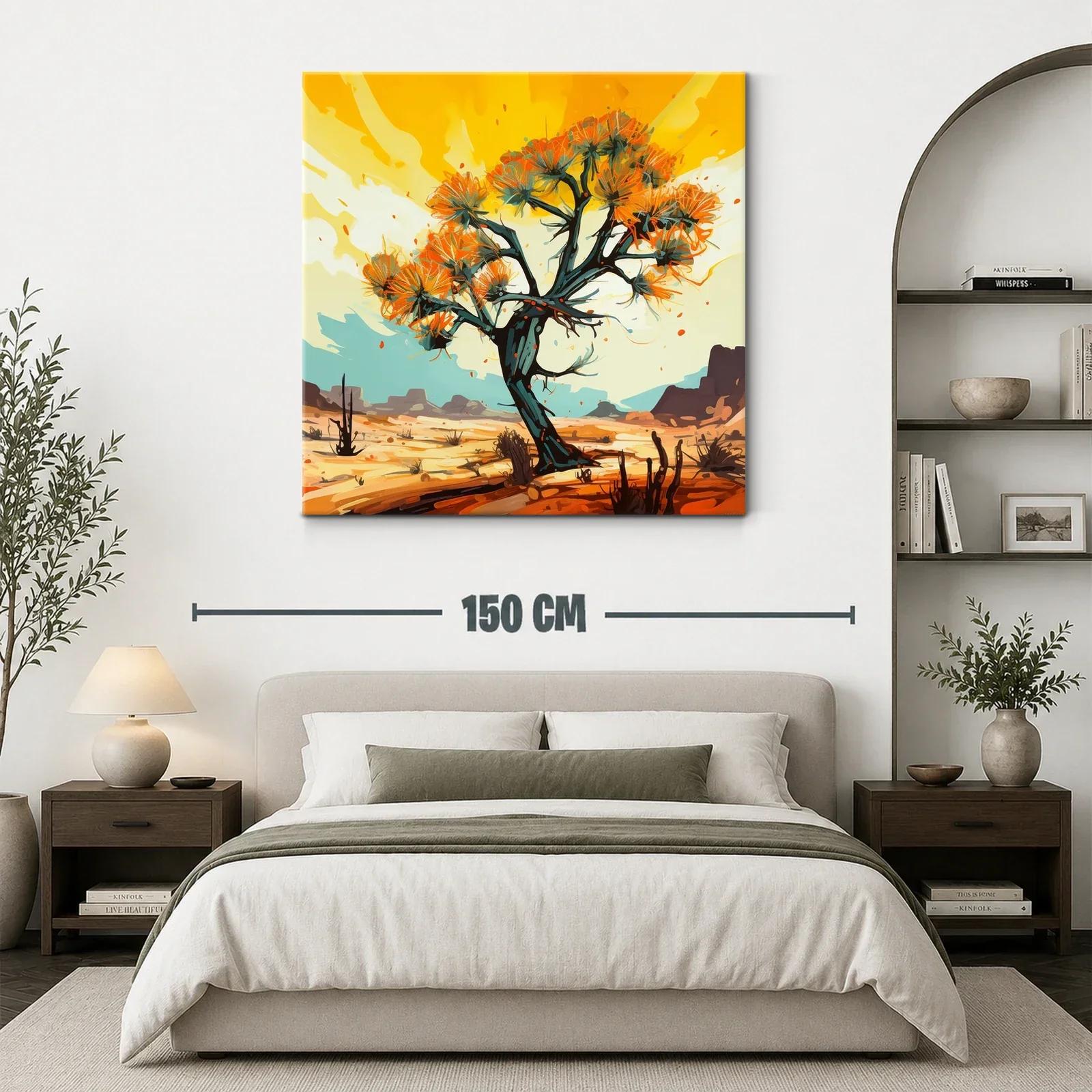Árbol vibrante en paisaje desértico con tonos cálidos — miniatura 3