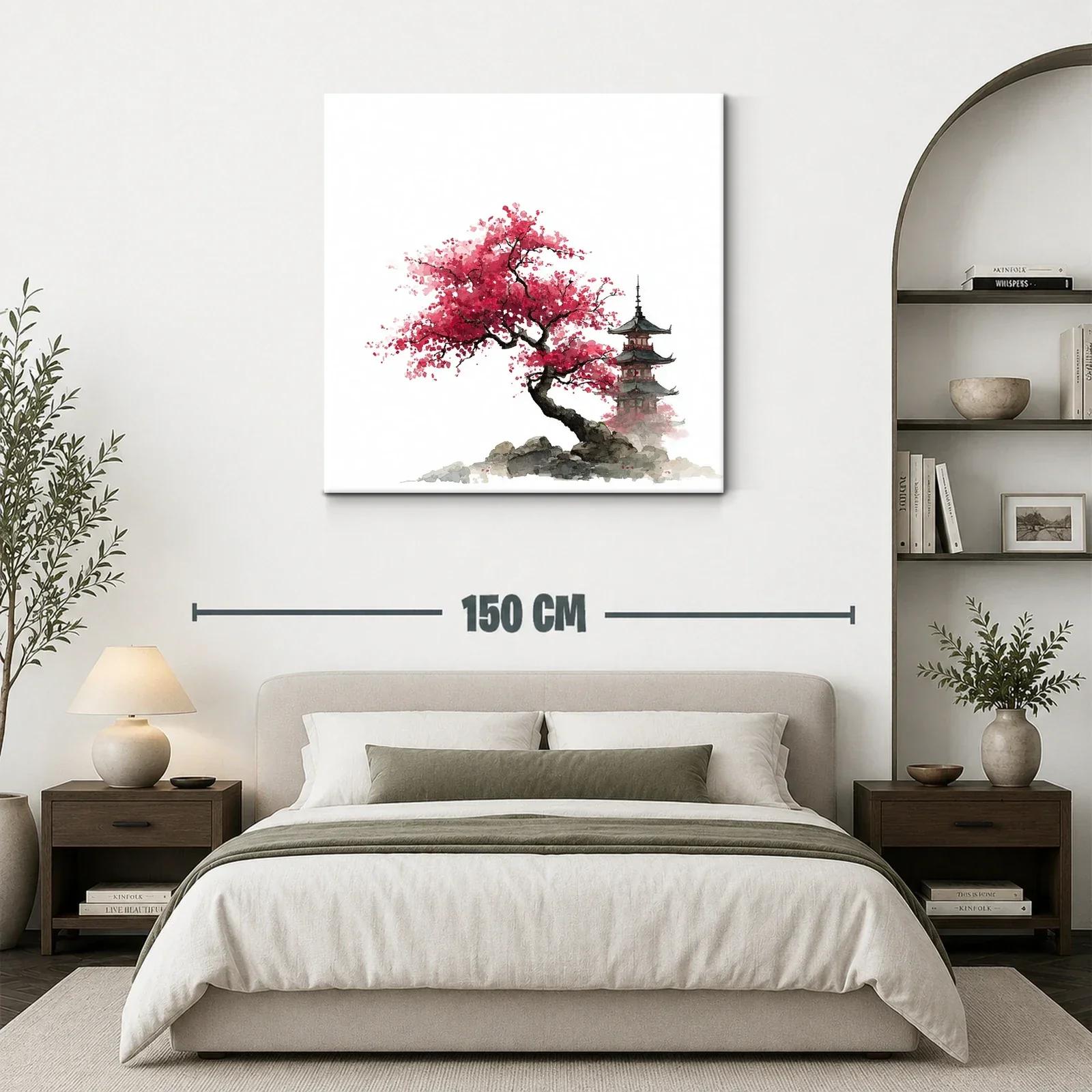 Árbol de Cerezo en Flor con Pagoda Japonesa — miniatura 3