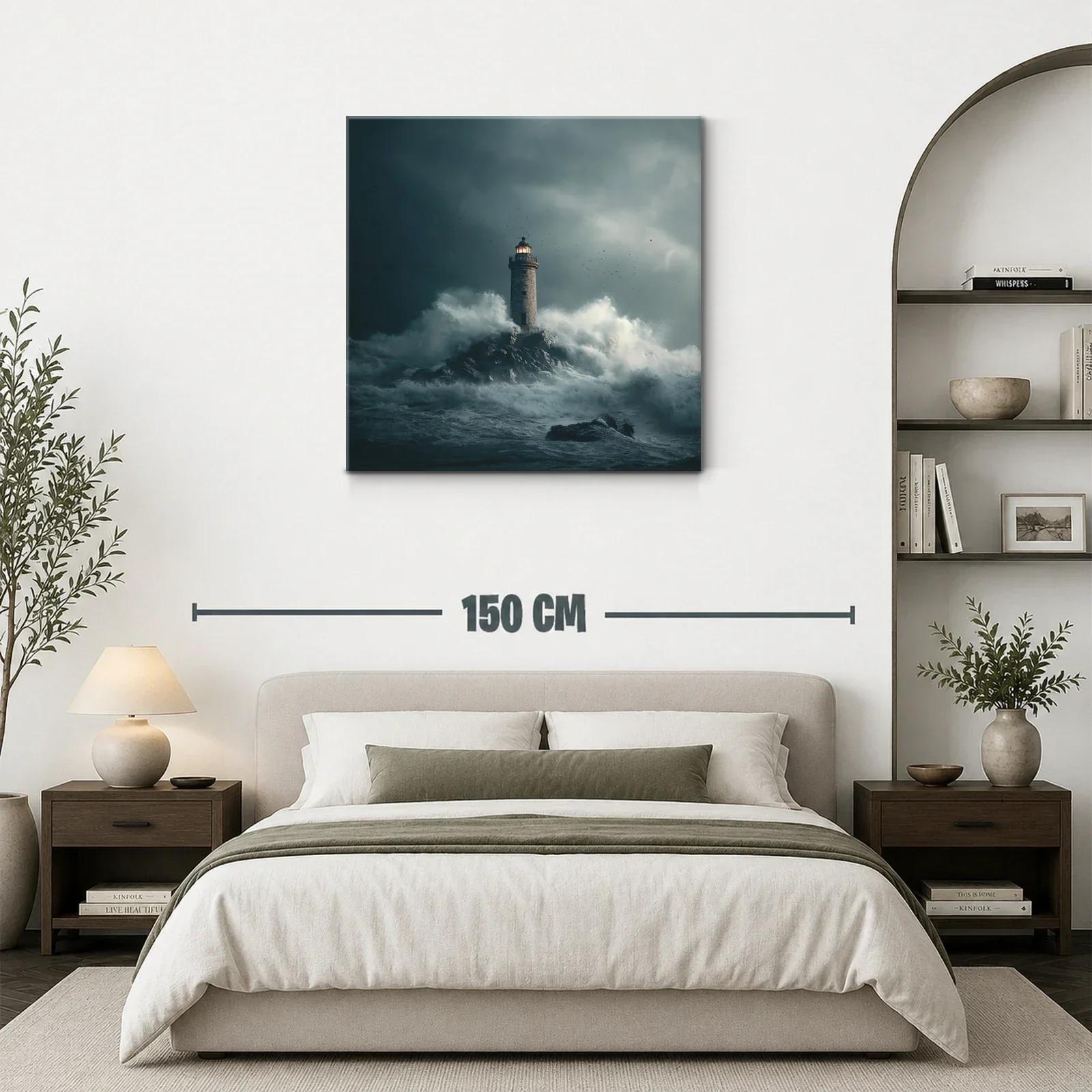 Faro solitario en tormenta rugiente sobre rocas oscuras — miniatura 3