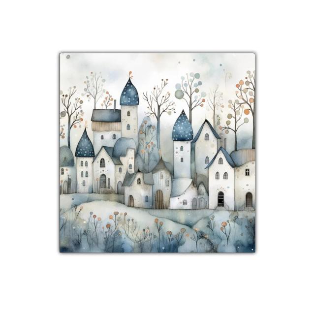 Encantador paisaje urbano con torres y árboles delicados