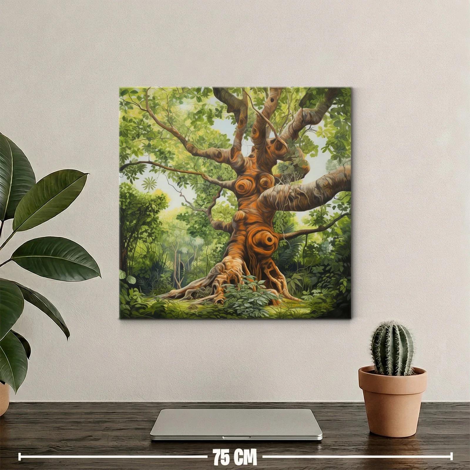 Majestuoso árbol en bosque verde y luces cálidas — miniatura 2