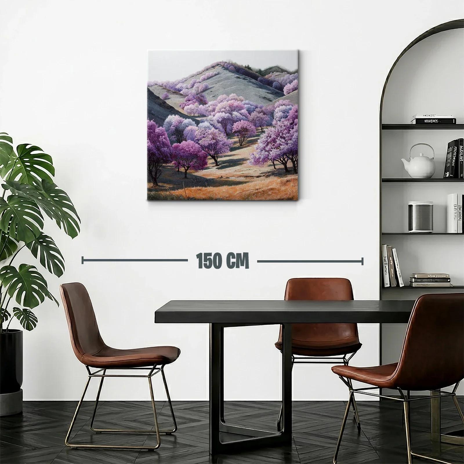 Paisaje sereno con árboles en tonos lila y rosa — miniatura 2