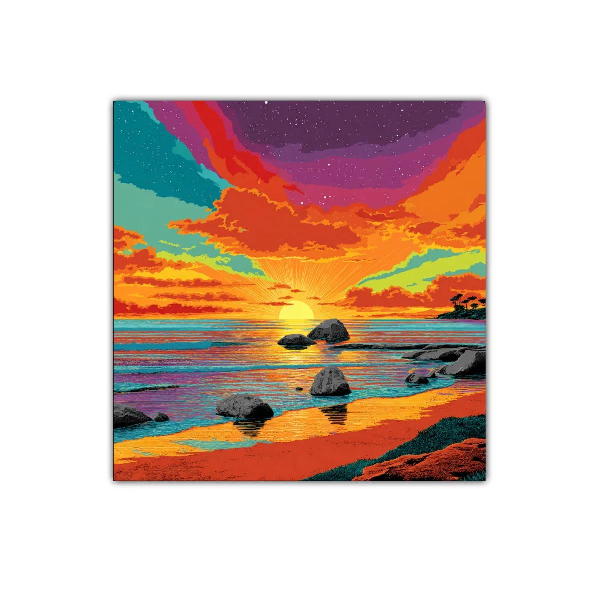 Atardecer vibrante sobre la costa con cielos estrellados — imagen principal