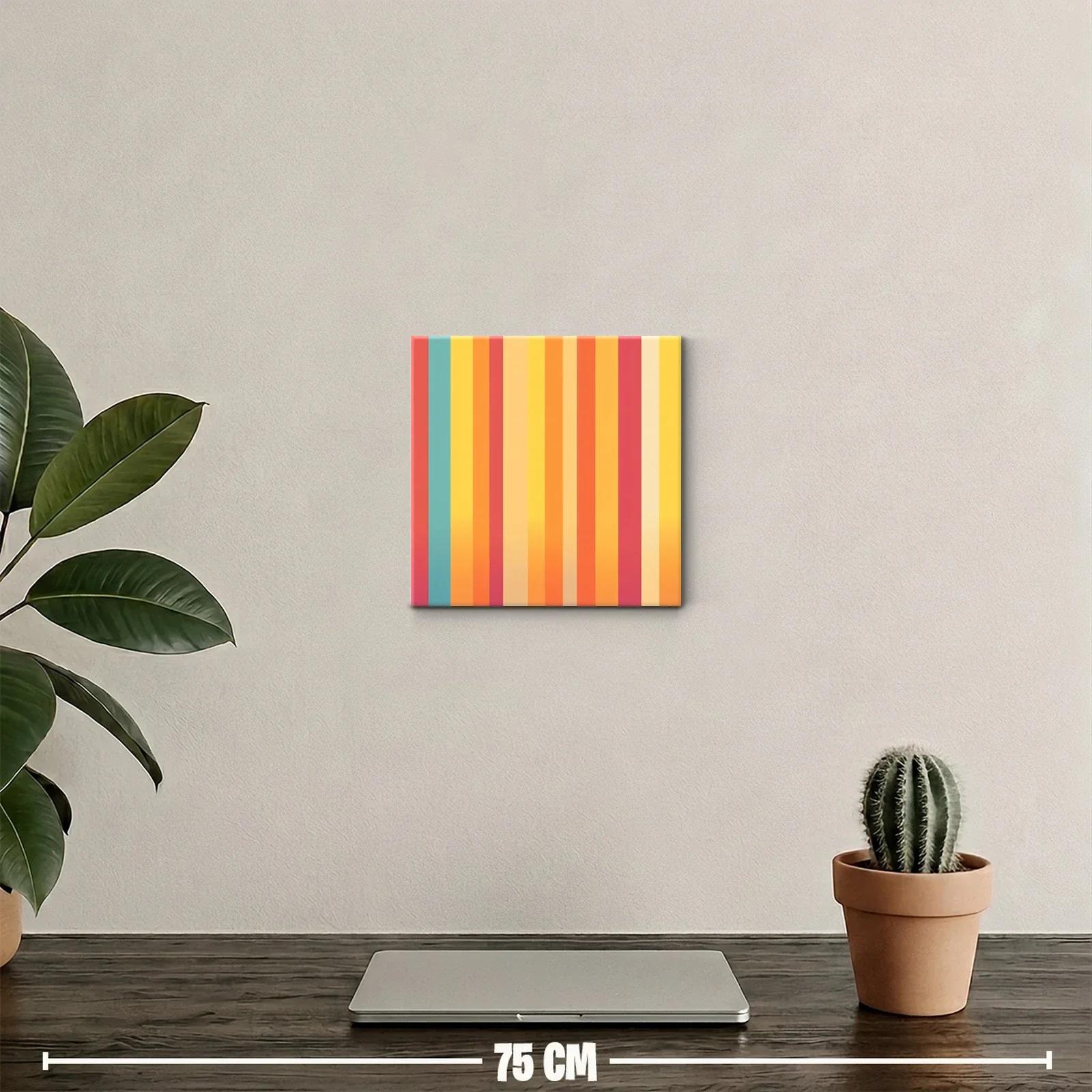 Cuadro decorativo con franjas verticales en tonos cálidos y pastel — miniatura 2