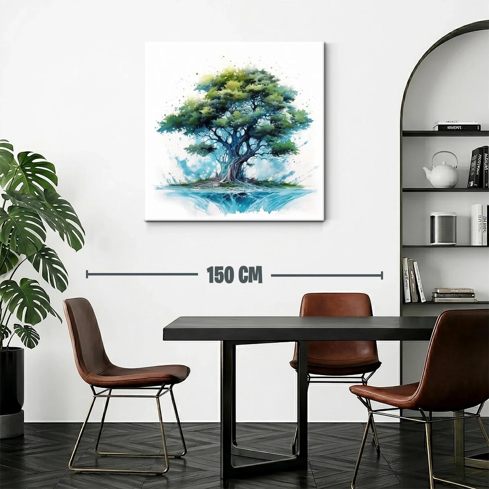 Árbol frondoso en tonos azules y verdes vibrantes — miniatura 2
