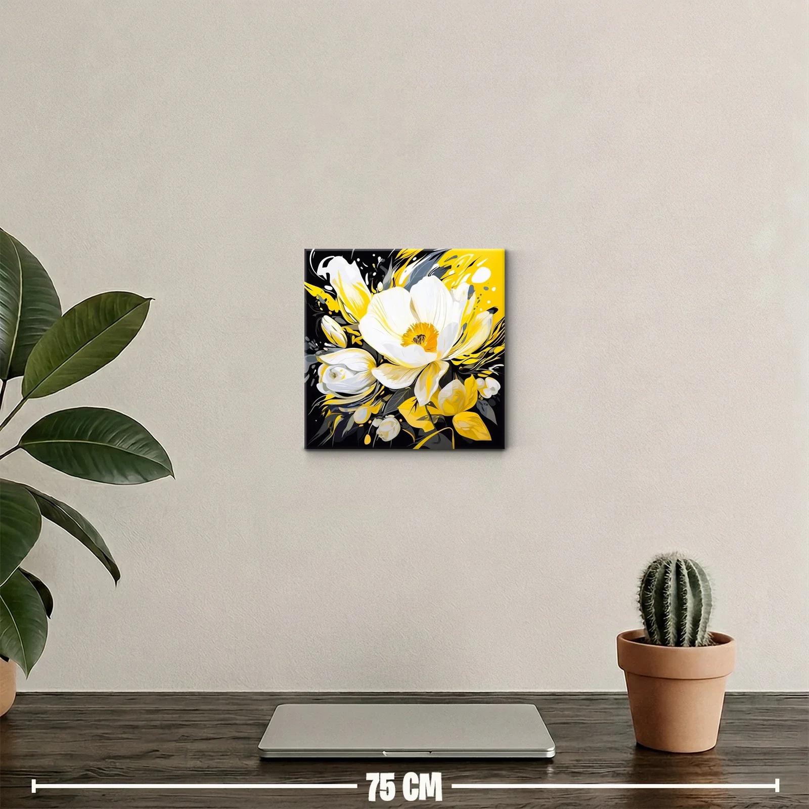 Cuadro decorativo con vibrante ramo de flores blancas y amarillas — miniatura 2
