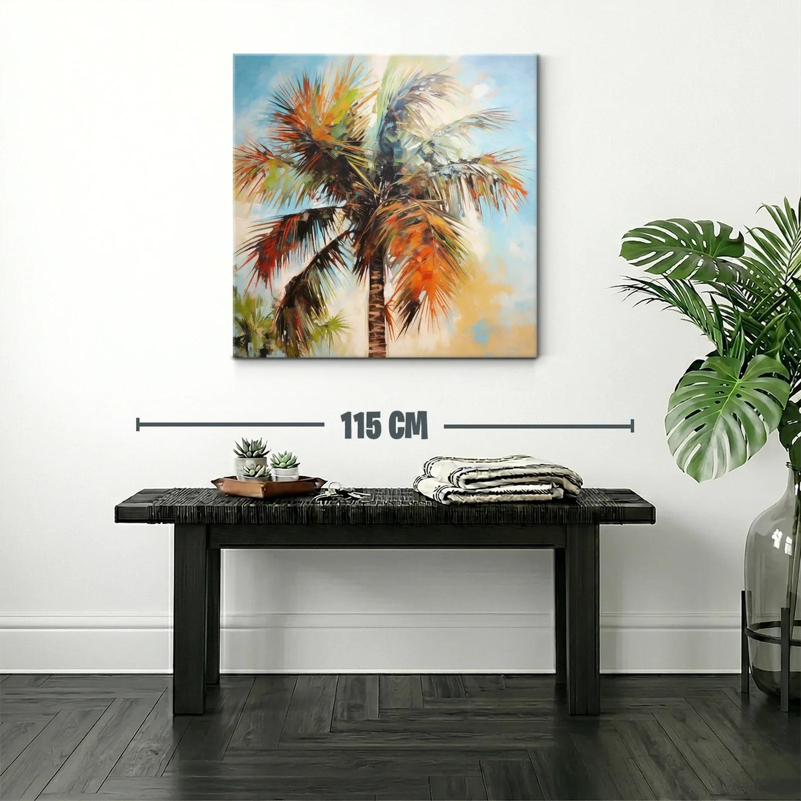 Palmera vibrante con tonos cálidos y cielo azul — miniatura 2