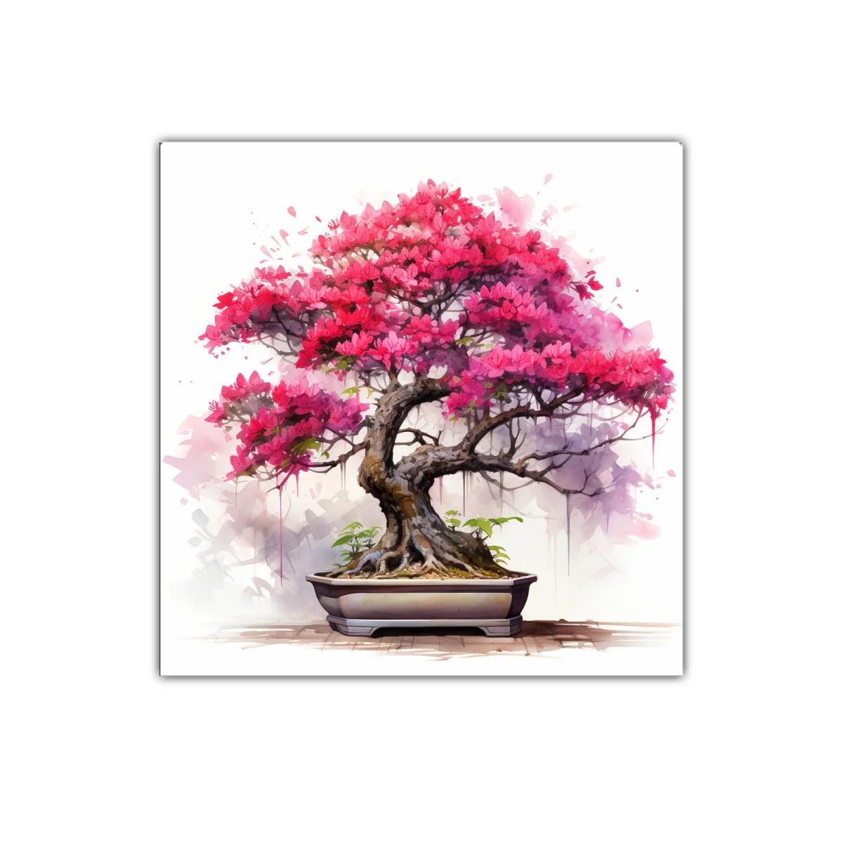 Cuadro con árbol bonsái en vibrantes tonos rosas y morados — imagen principal