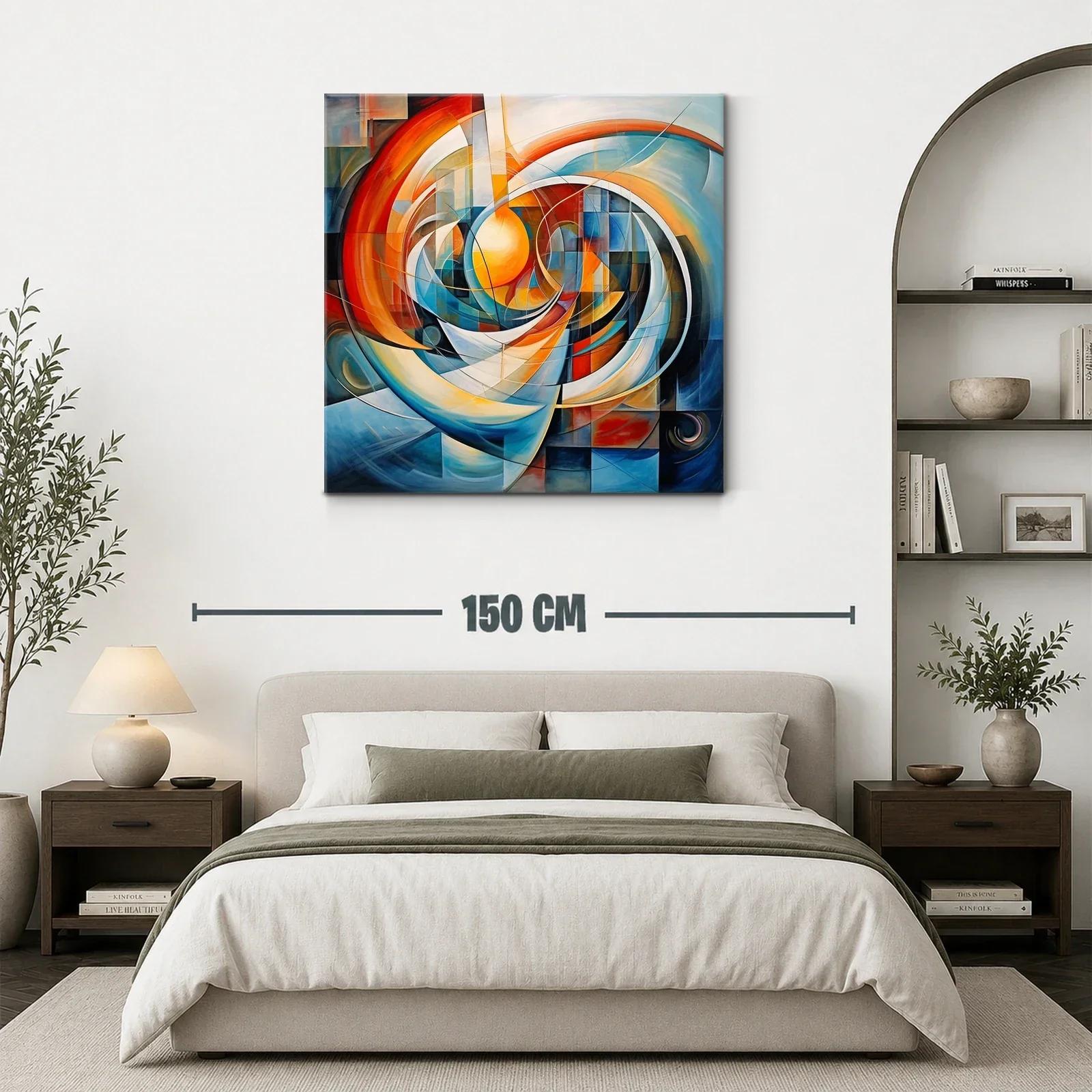 Composición abstracta con círculos y tonos cálidos y fríos — miniatura 3