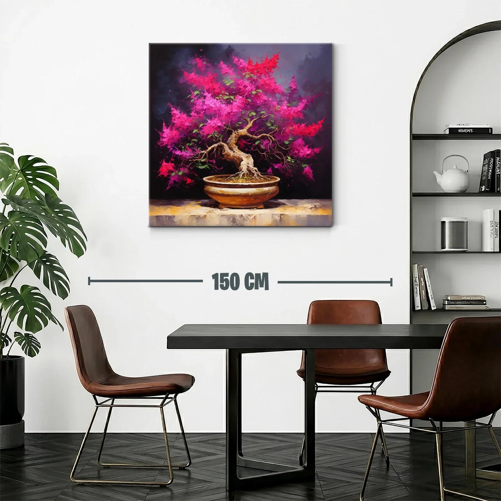 Bonsái en flor con tonos vibrantes y fondo oscuro — miniatura 2