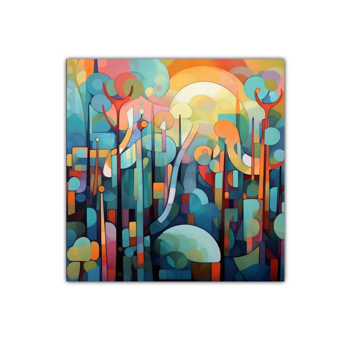 Cuadro abstracto con formas orgánicas y color vibrante — imagen principal