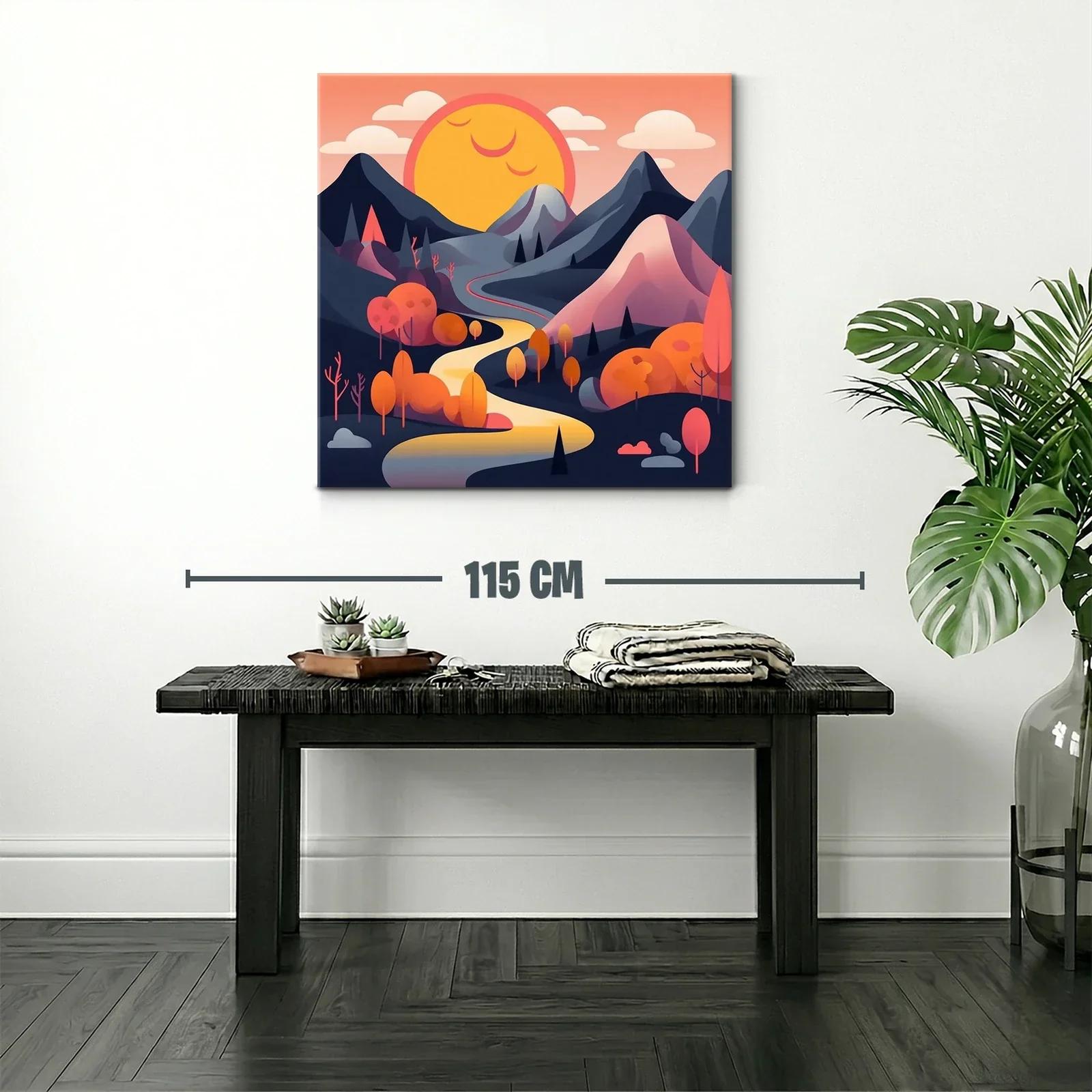 Paisaje sereno con camino y sol radiante al atardecer — miniatura 2
