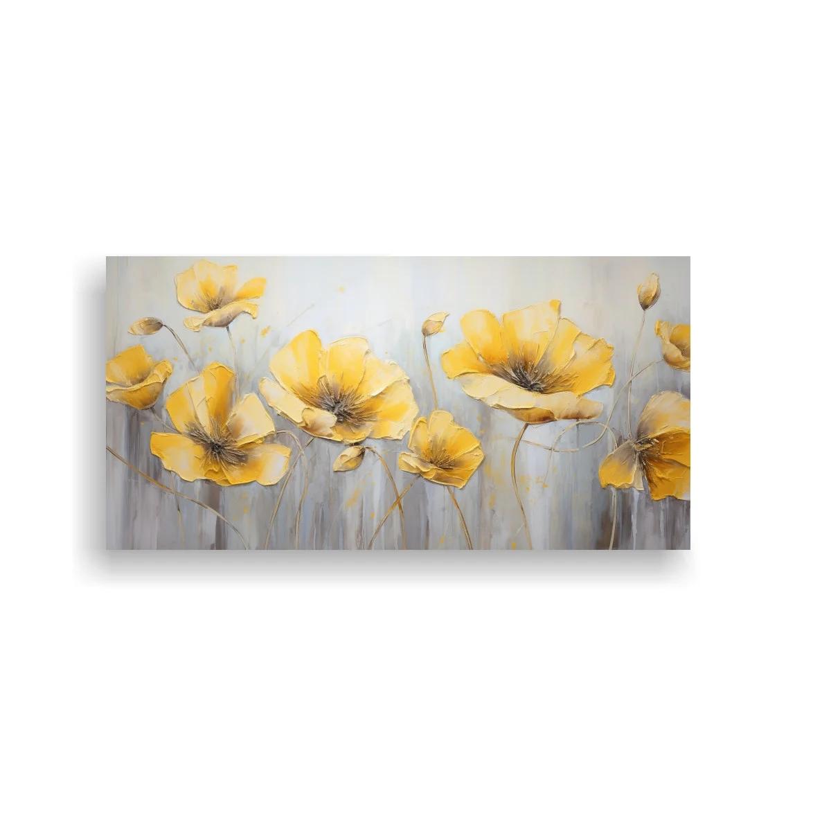 Cuadro amapolas amarillas con capullos cerrados