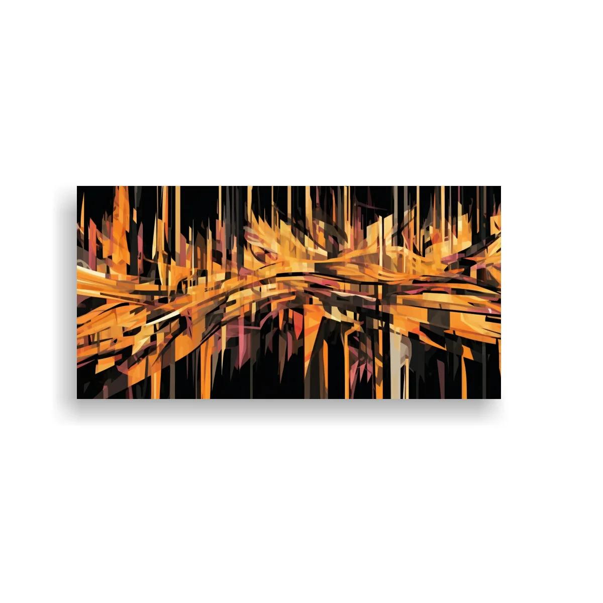 Cuadro skyline abstracto con bandas diagonales