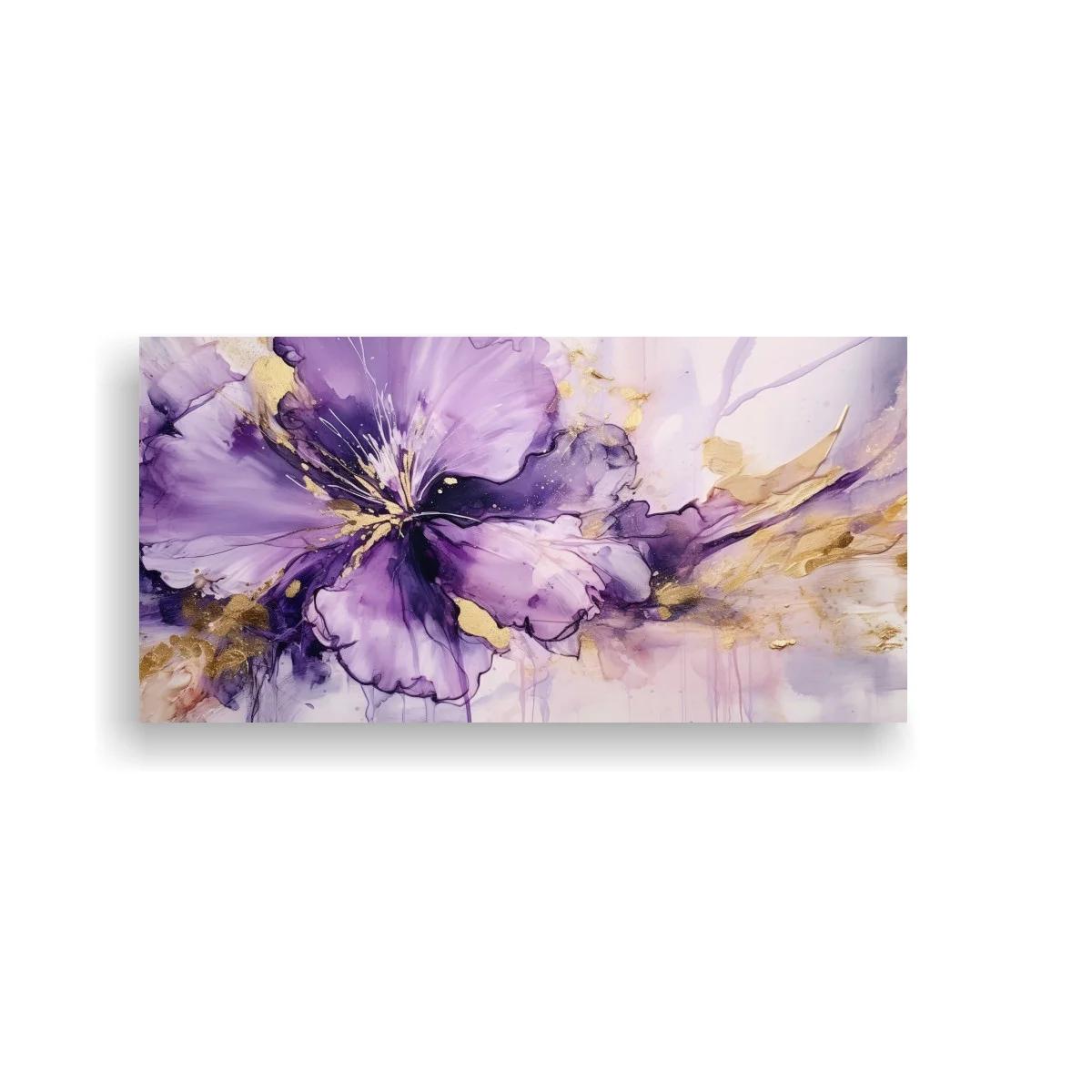 Cuadro flor morada con pétalos semitransparentes