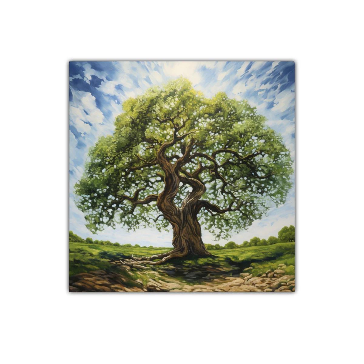 Árbol majestuoso con cielo nublado en paisaje abierto — miniatura 1