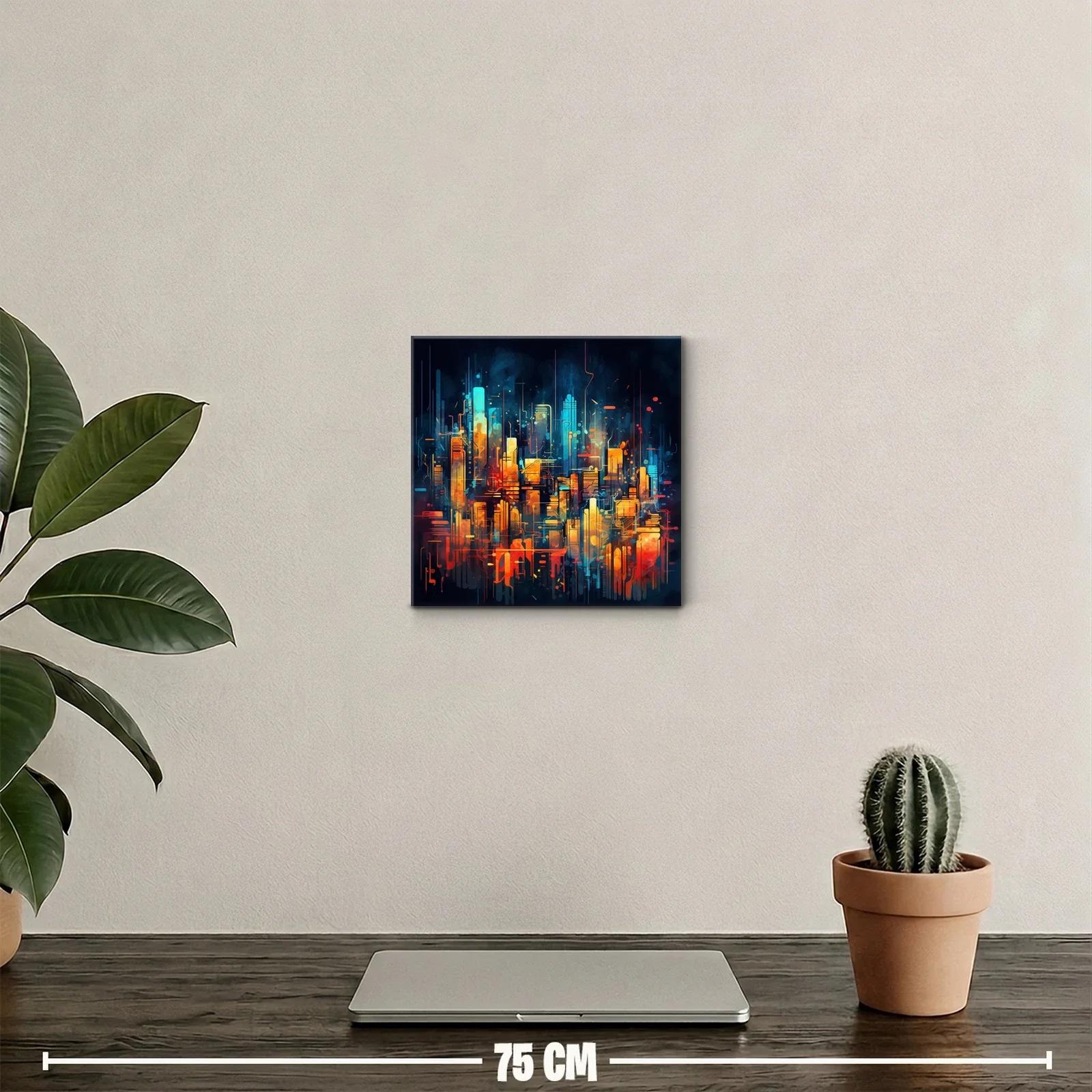 Ciudad futurista vibrante con luces cálidas y frías — miniatura 2