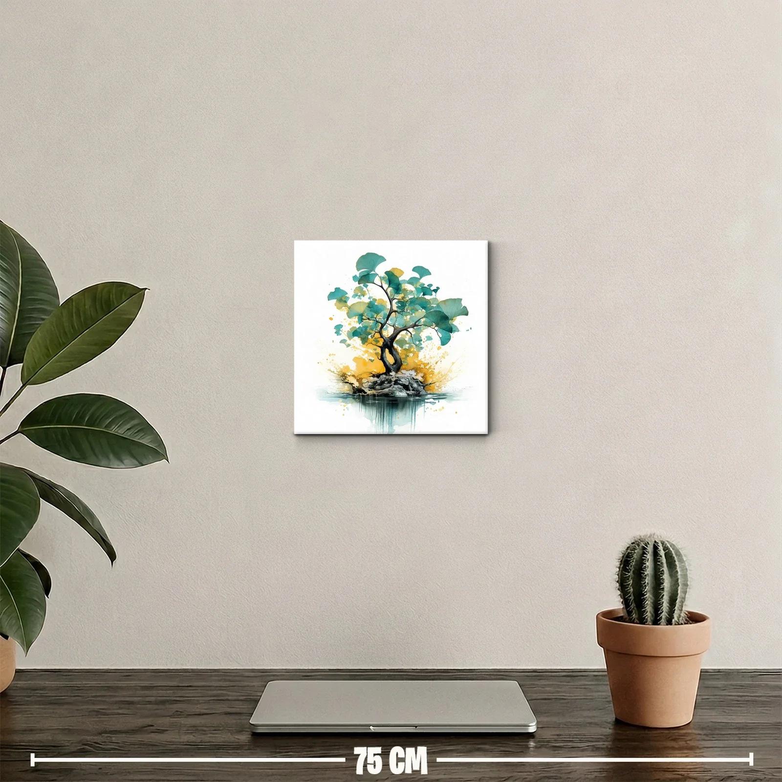Árbol abstracto con hojas en tonos azules y amarillos — miniatura 2
