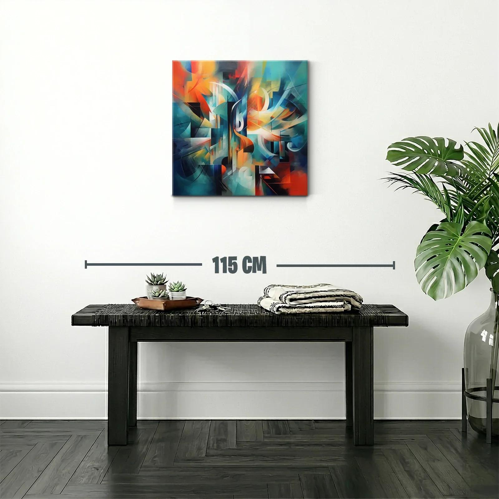 Cuadro abstracto con vibrantes tonos cálidos y fríos — miniatura 2