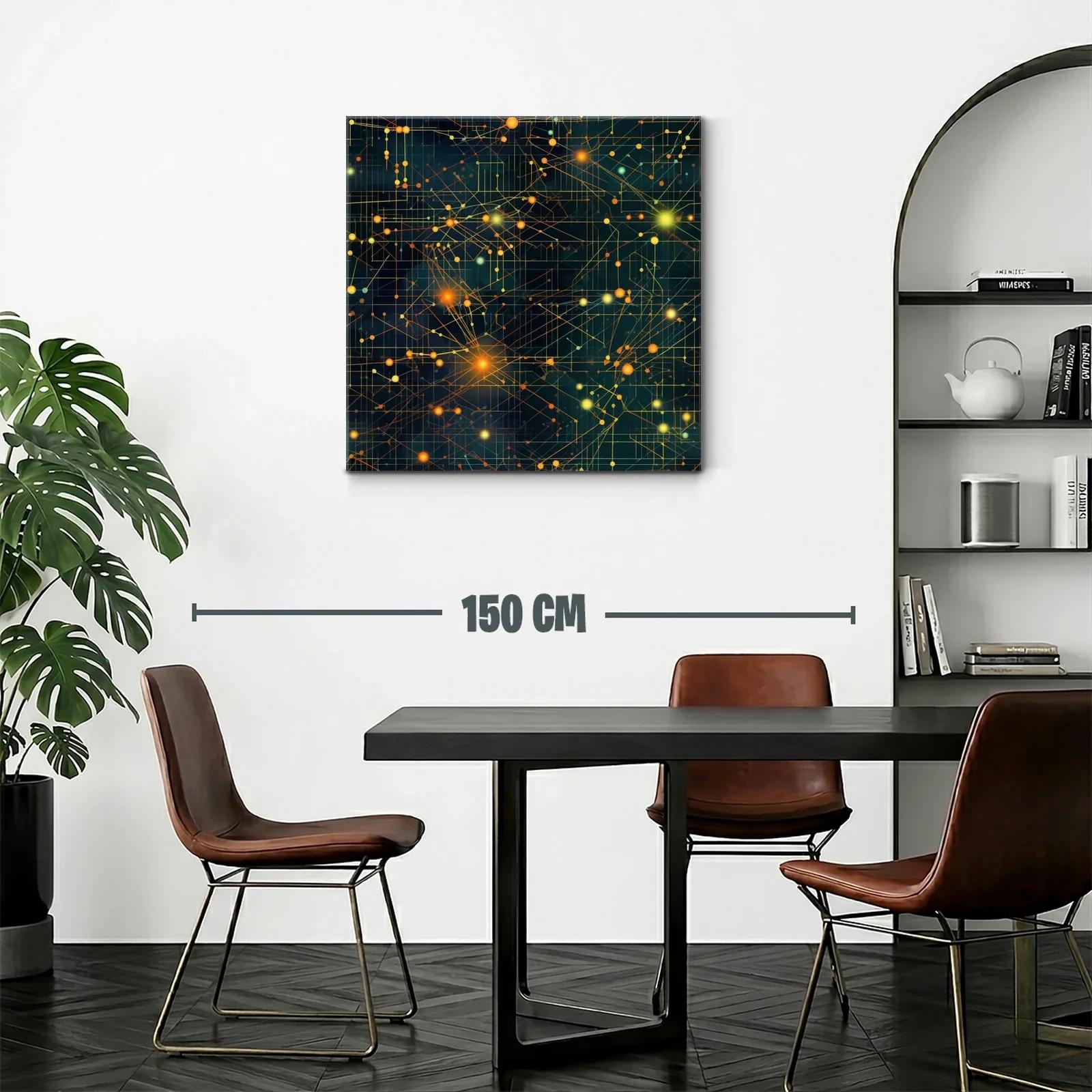 Cuadro abstracto con conexiones luminosas y trazos geométricos — miniatura 2