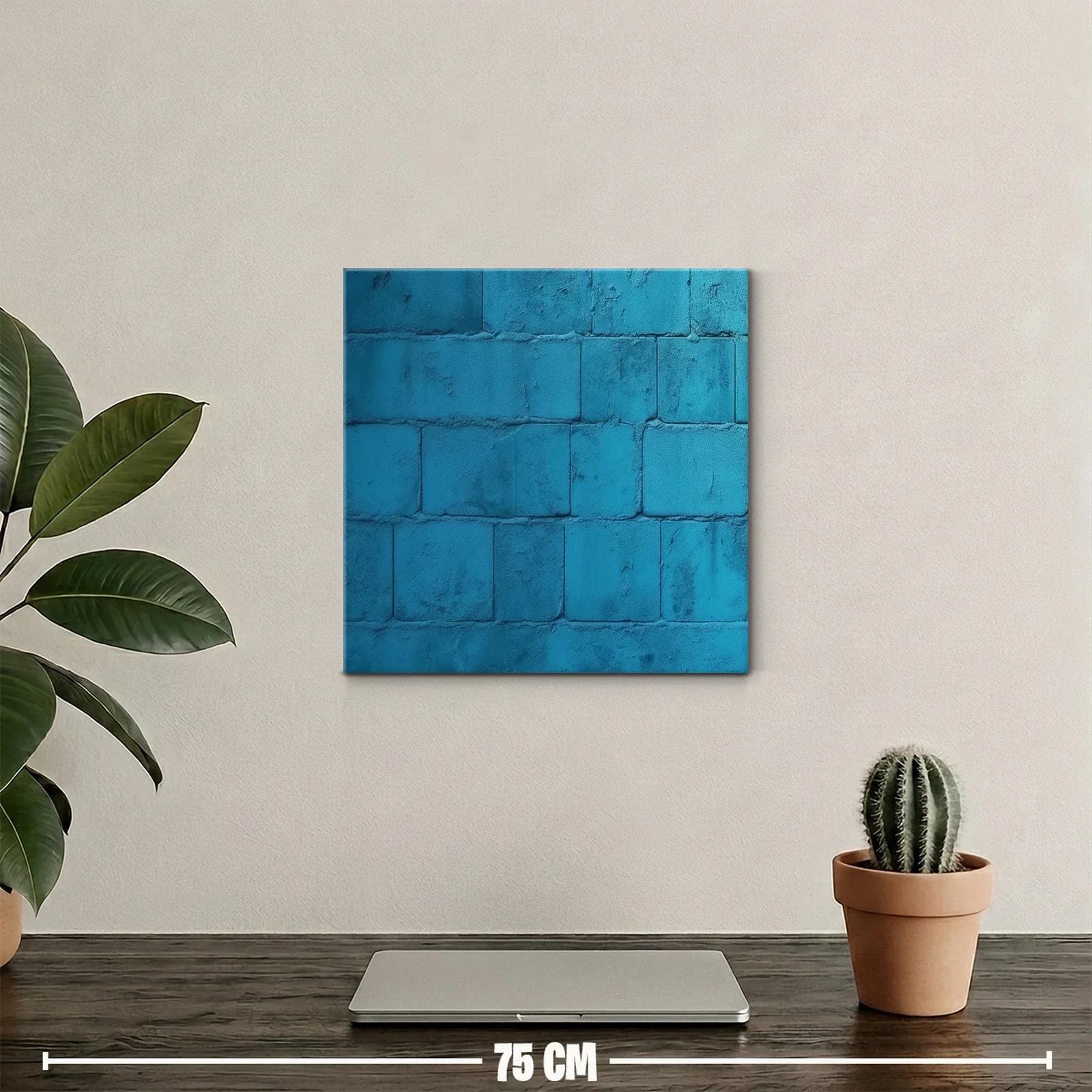 Textura de ladrillos en vibrante azul turquesa — miniatura 2