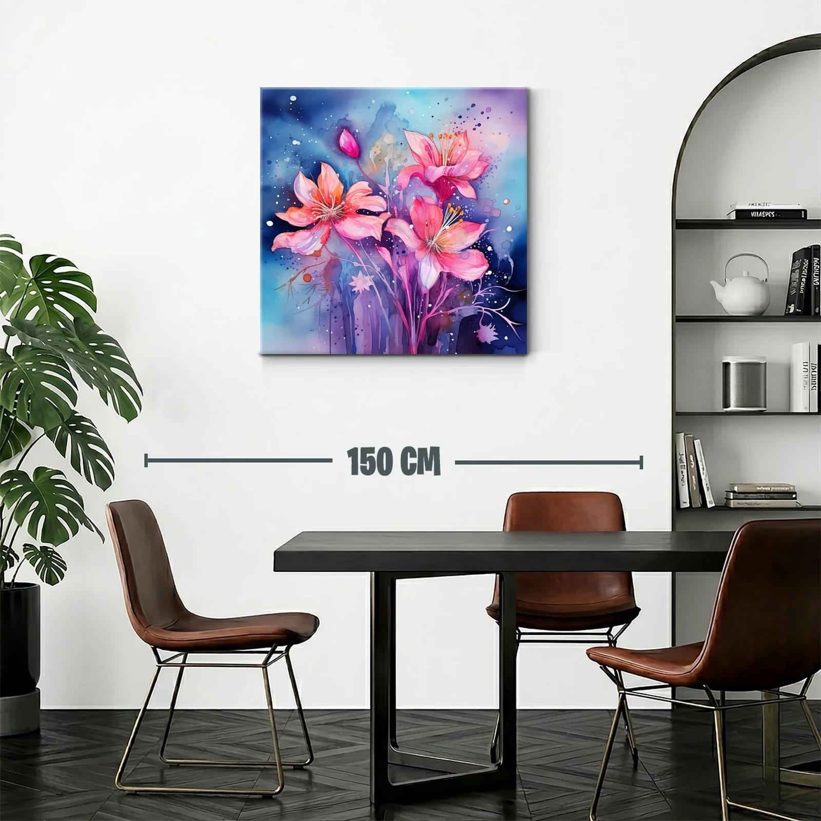 Flores vibrantes en tonos rosa y azul profundo — miniatura 2