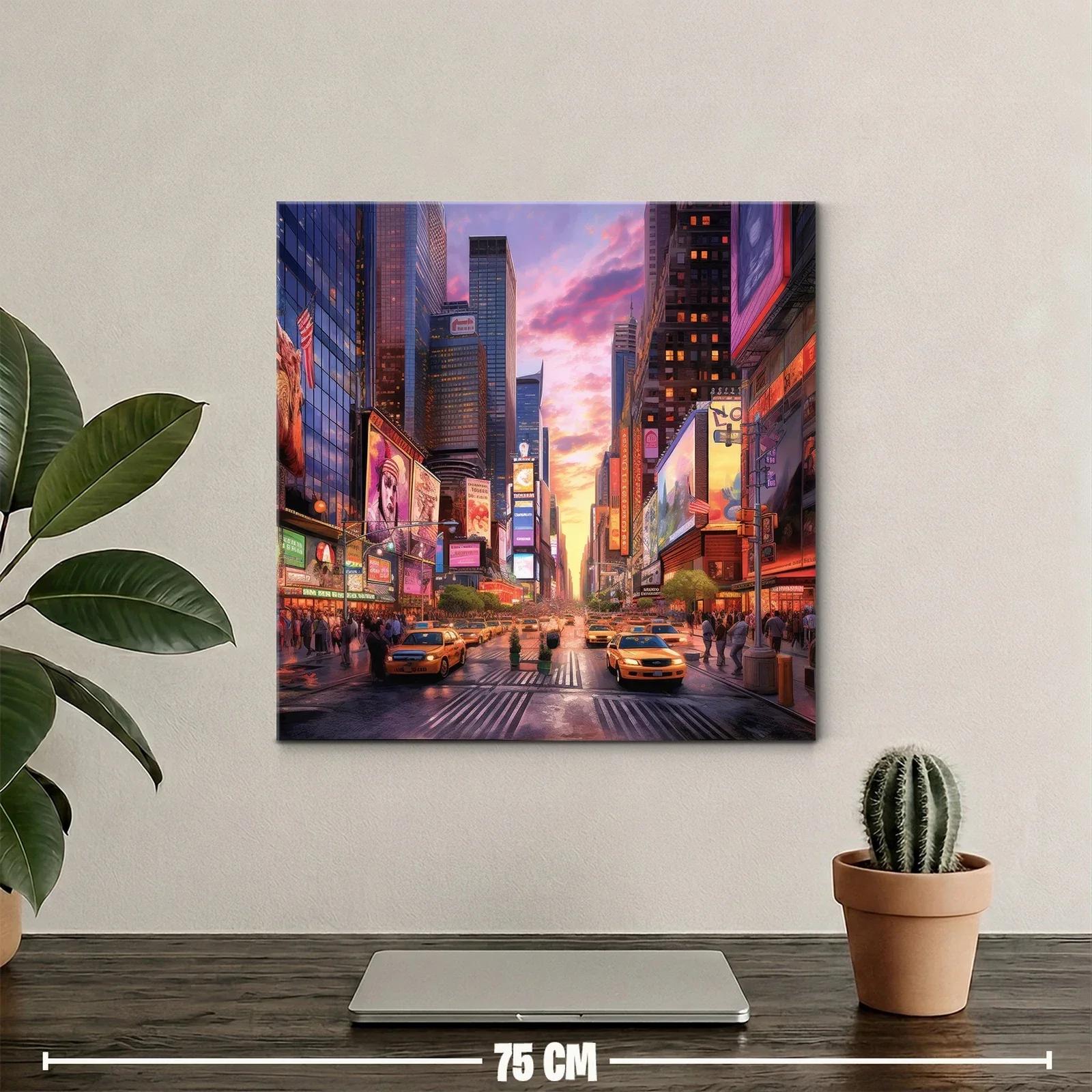 Atardecer vibrante en la ciudad con taxis amarillos — miniatura 2