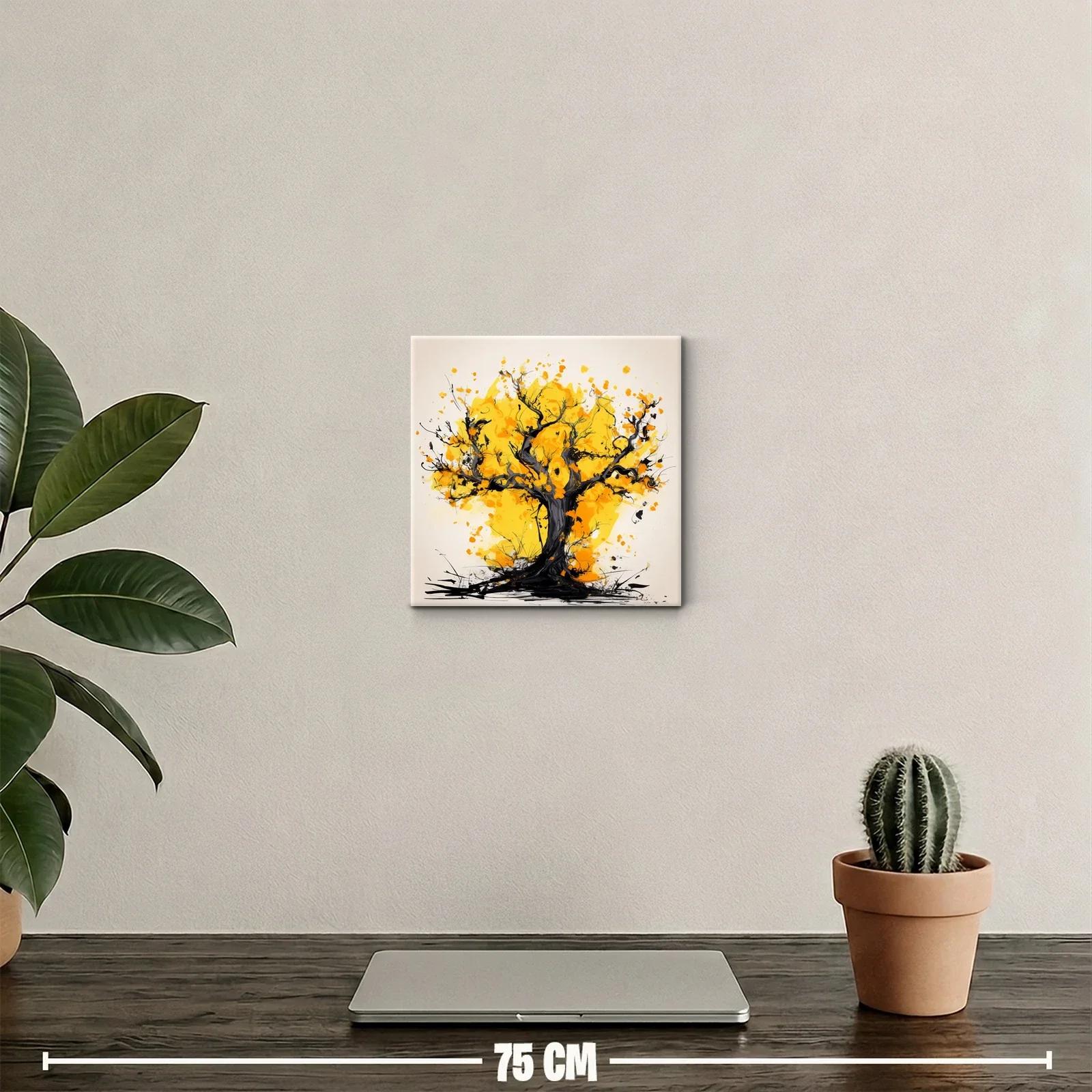 Árbol vibrante con hojas doradas en composición expresiva — miniatura 2