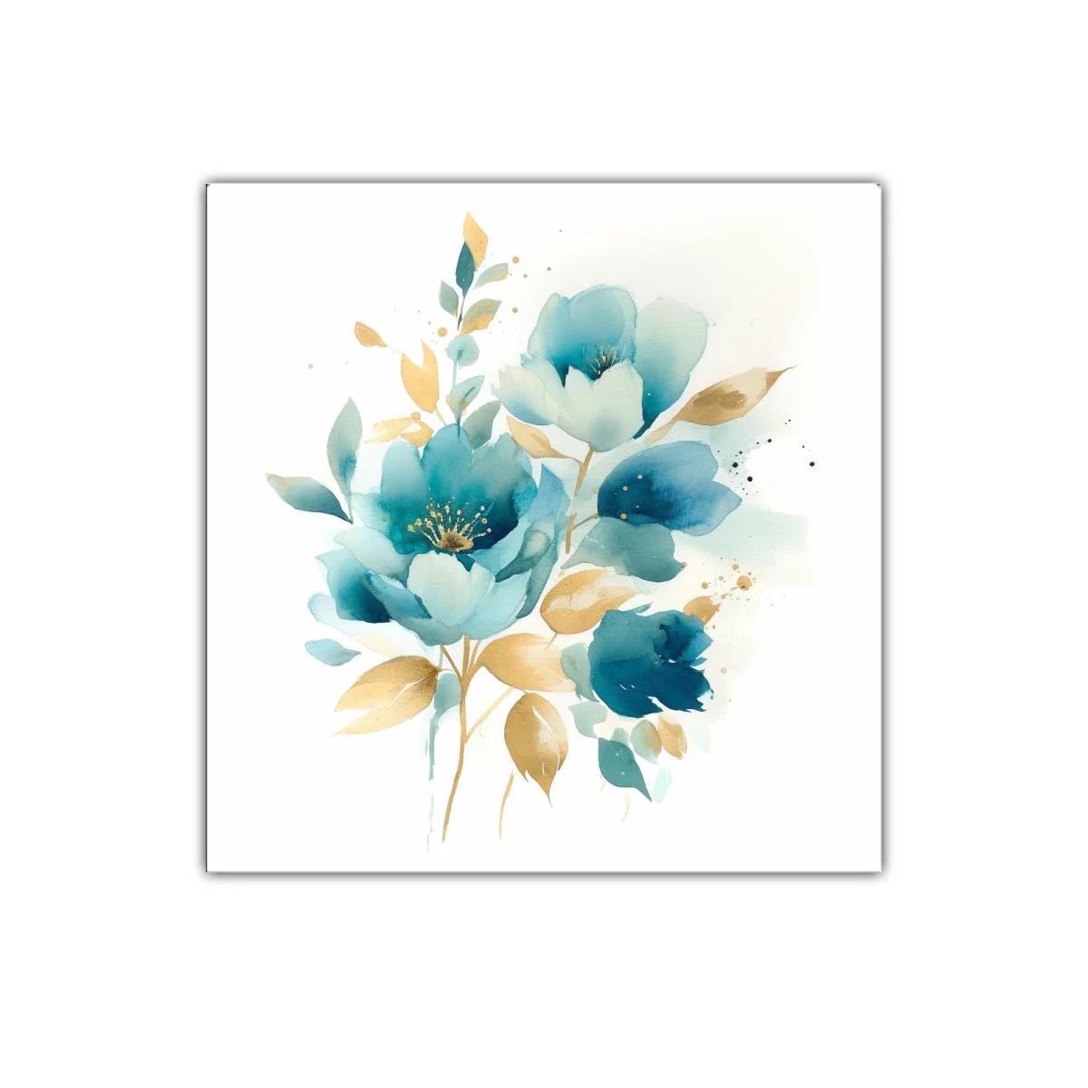 Elegancia floral en tonos azules con toques dorados — imagen principal
