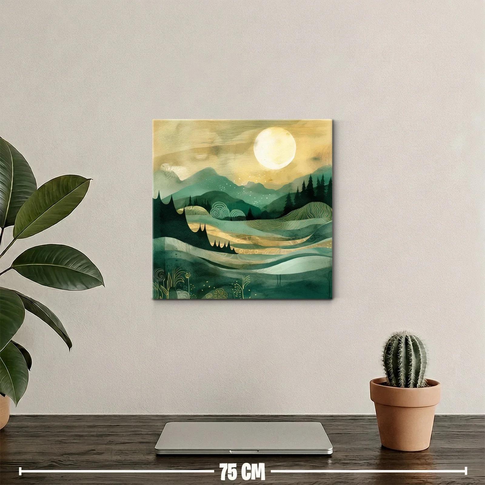 Paisaje onírico con montañas y luna brillante — miniatura 2