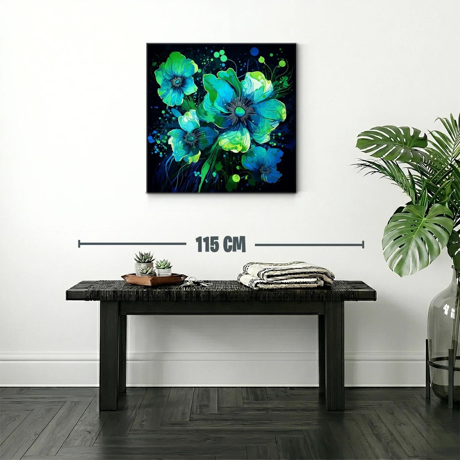 Flores vibrantes en tonos azules y verdes intensos — miniatura 2