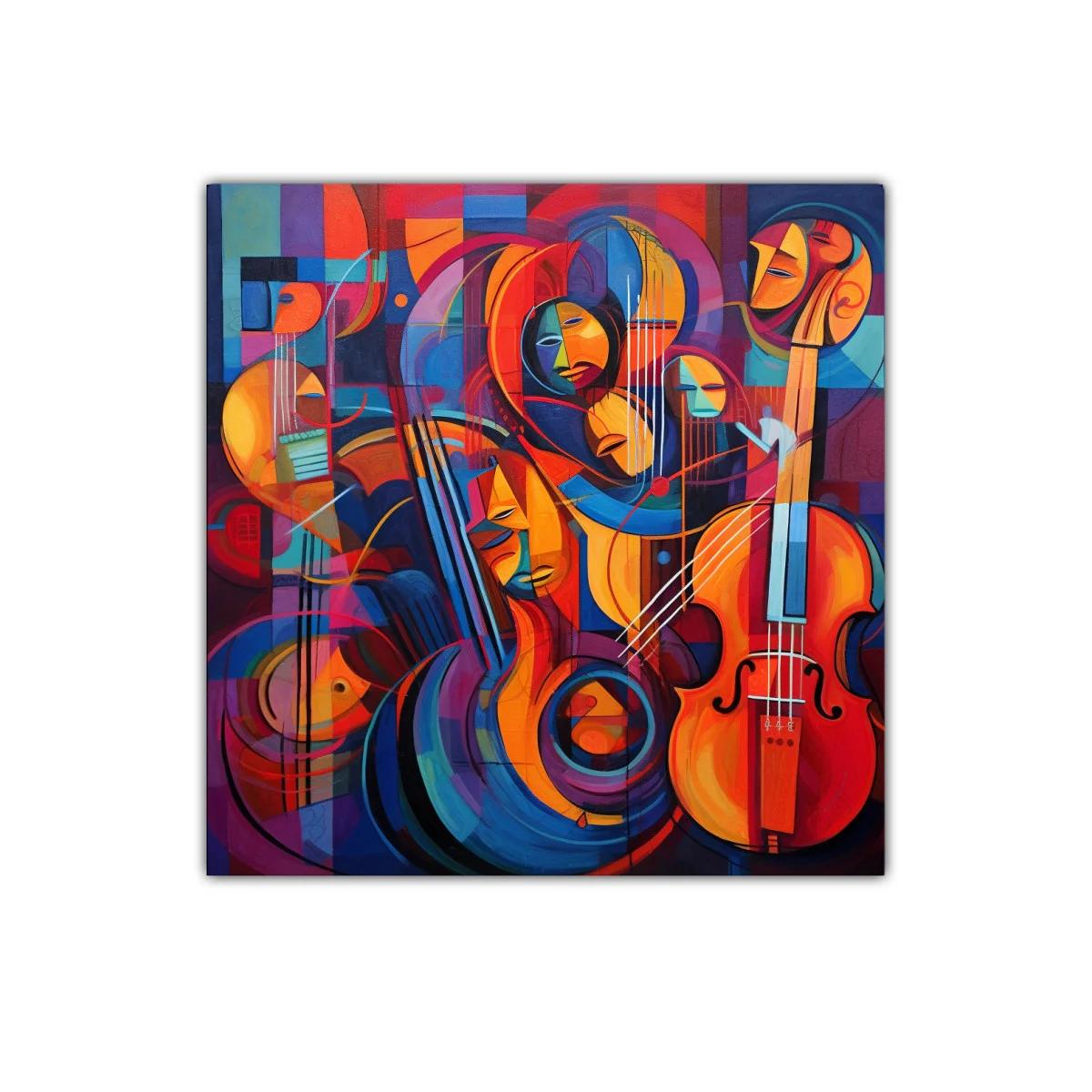 Cuadro decorativo con formas musicales abstractas y vibrantes — imagen principal