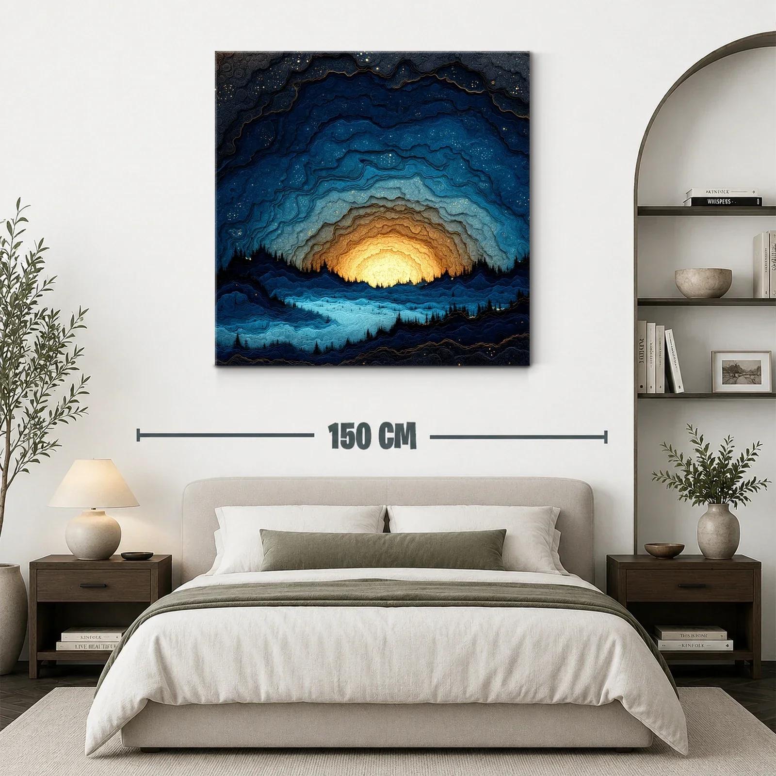 Atardecer estrellado en montañas onduladas azuladas — miniatura 3