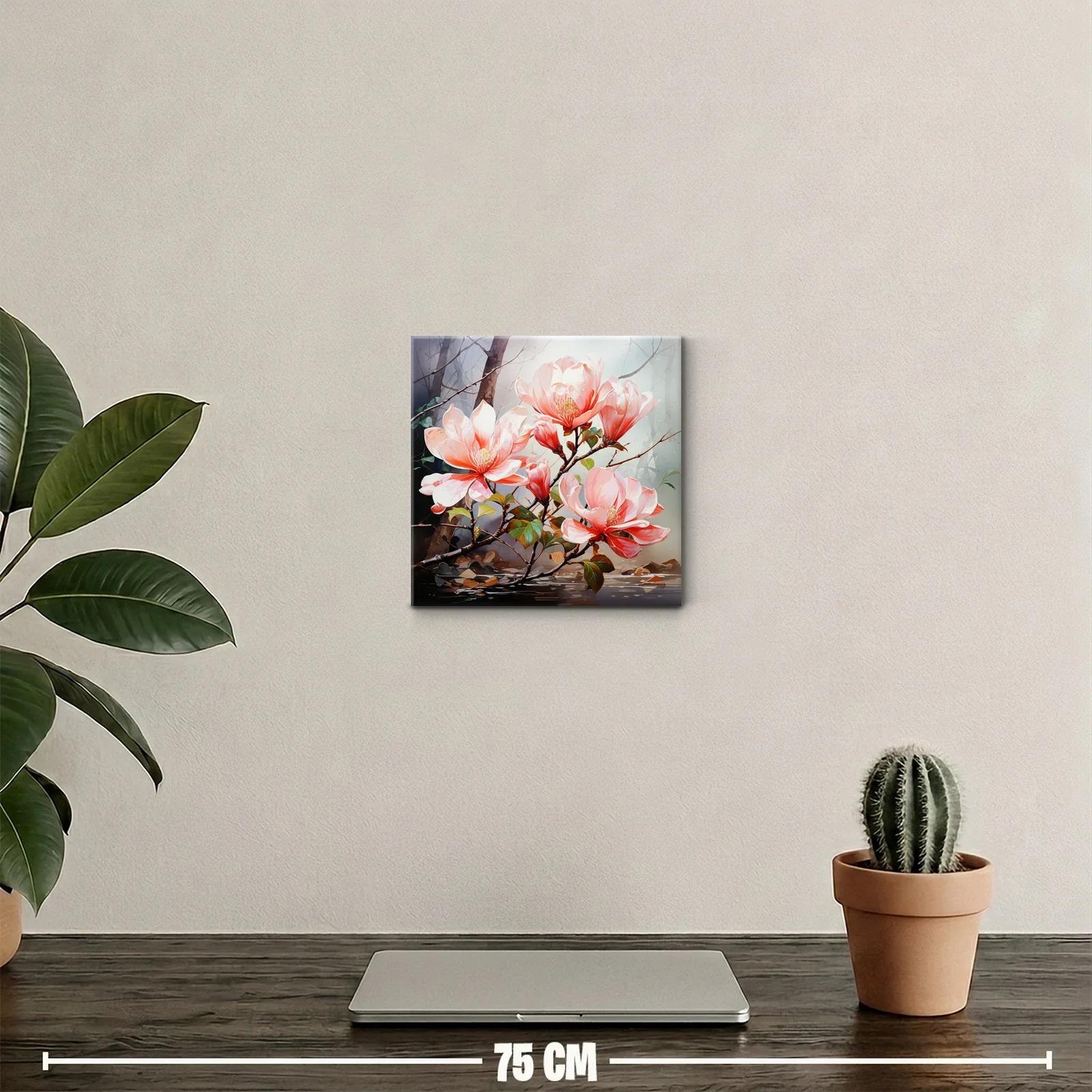 Cuadro decorativo con flores magnolias en tonos suaves — miniatura 2