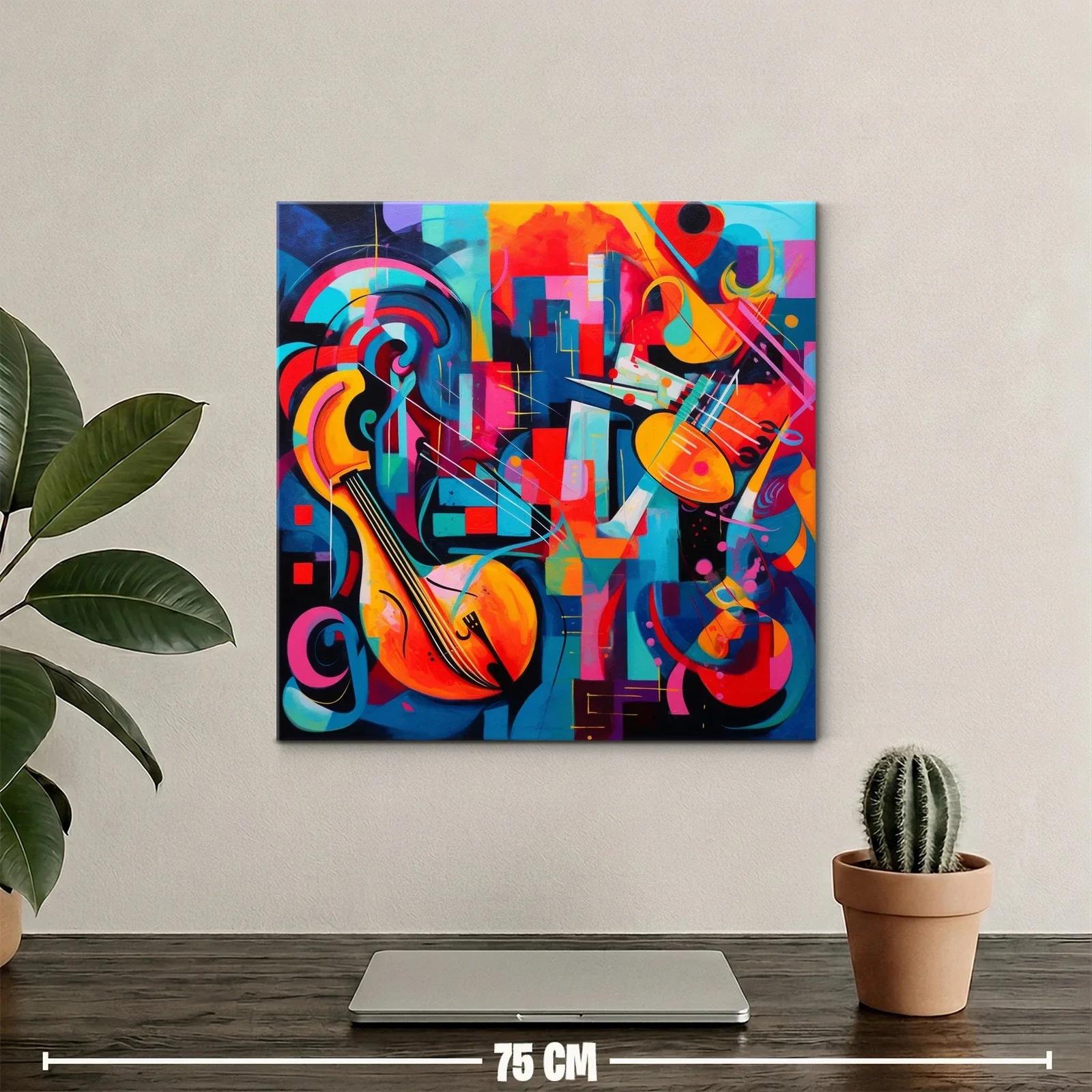 Composición vibrante con instrumentos musicales abstractos — miniatura 2