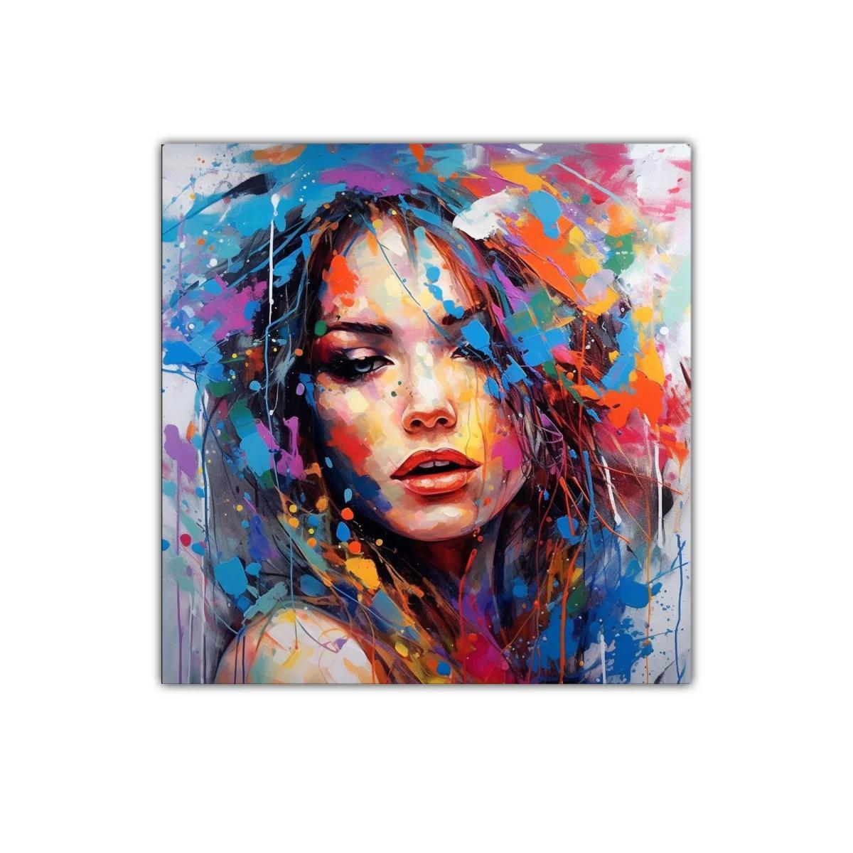 Retrato femenino con explosión vibrante de colores — imagen principal