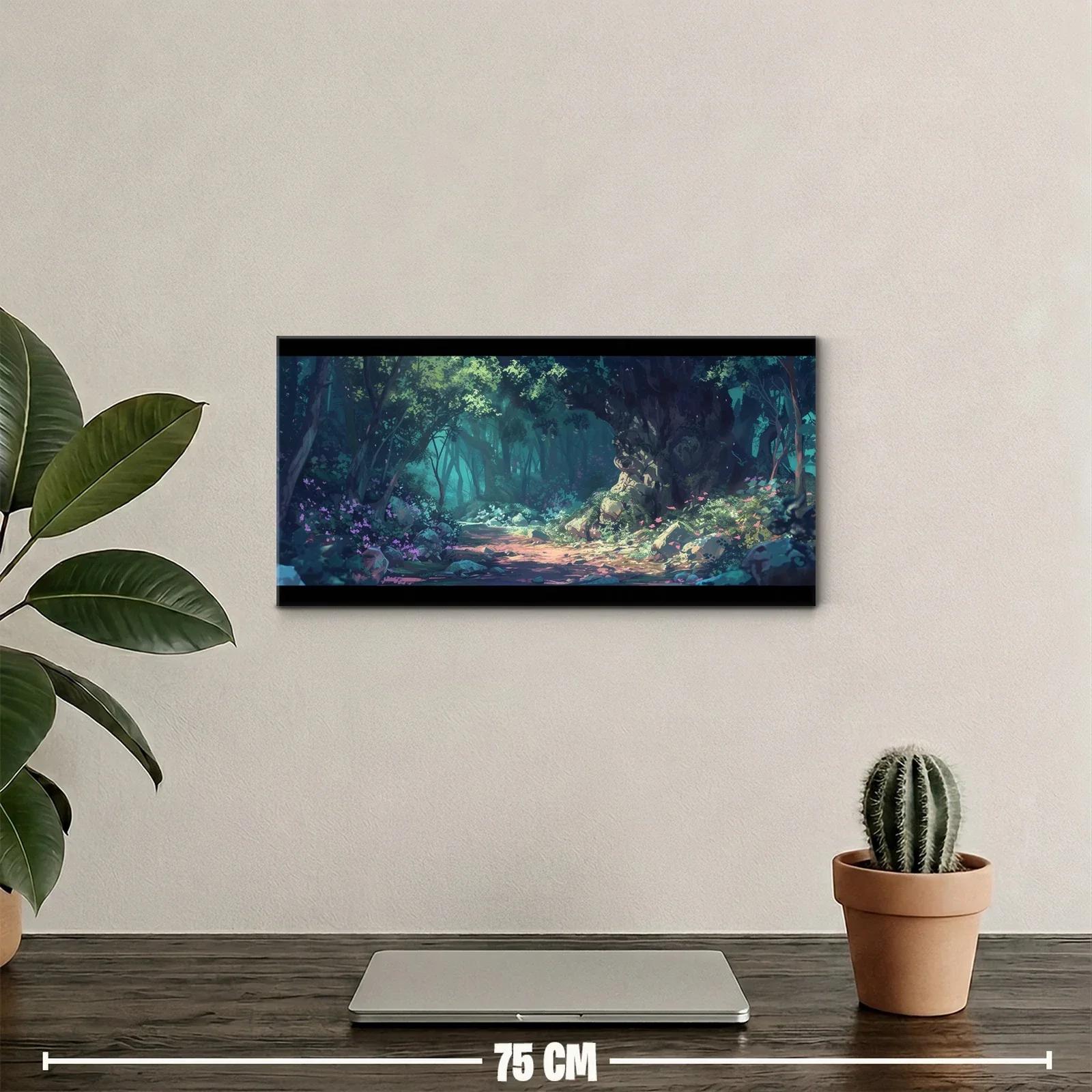 Cuadro sendero en el bosque con flores silvestres — miniatura 2