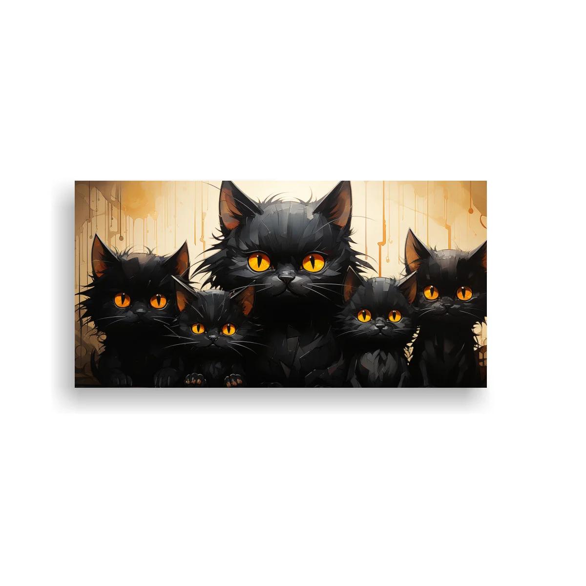 Cuadro familia de gatos negros con ojos ámbar — imagen principal
