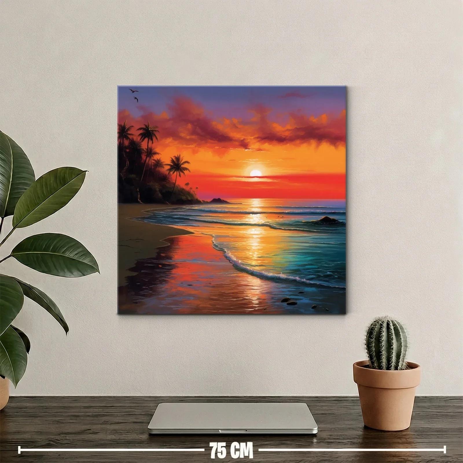 Atardecer tropical con palmeras y reflejos vibrantes en el mar — miniatura 2