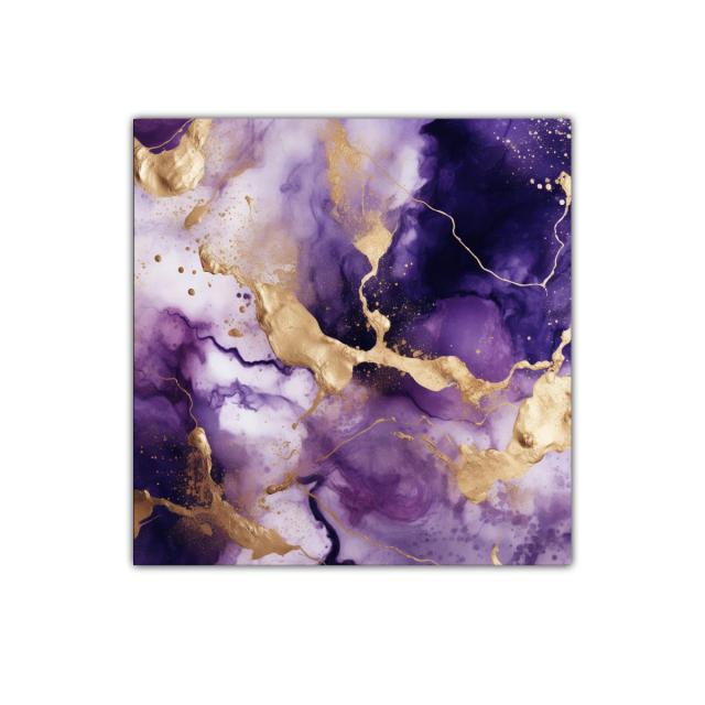 Arte abstracto en tonos púrpura y dorado elegante y moderno