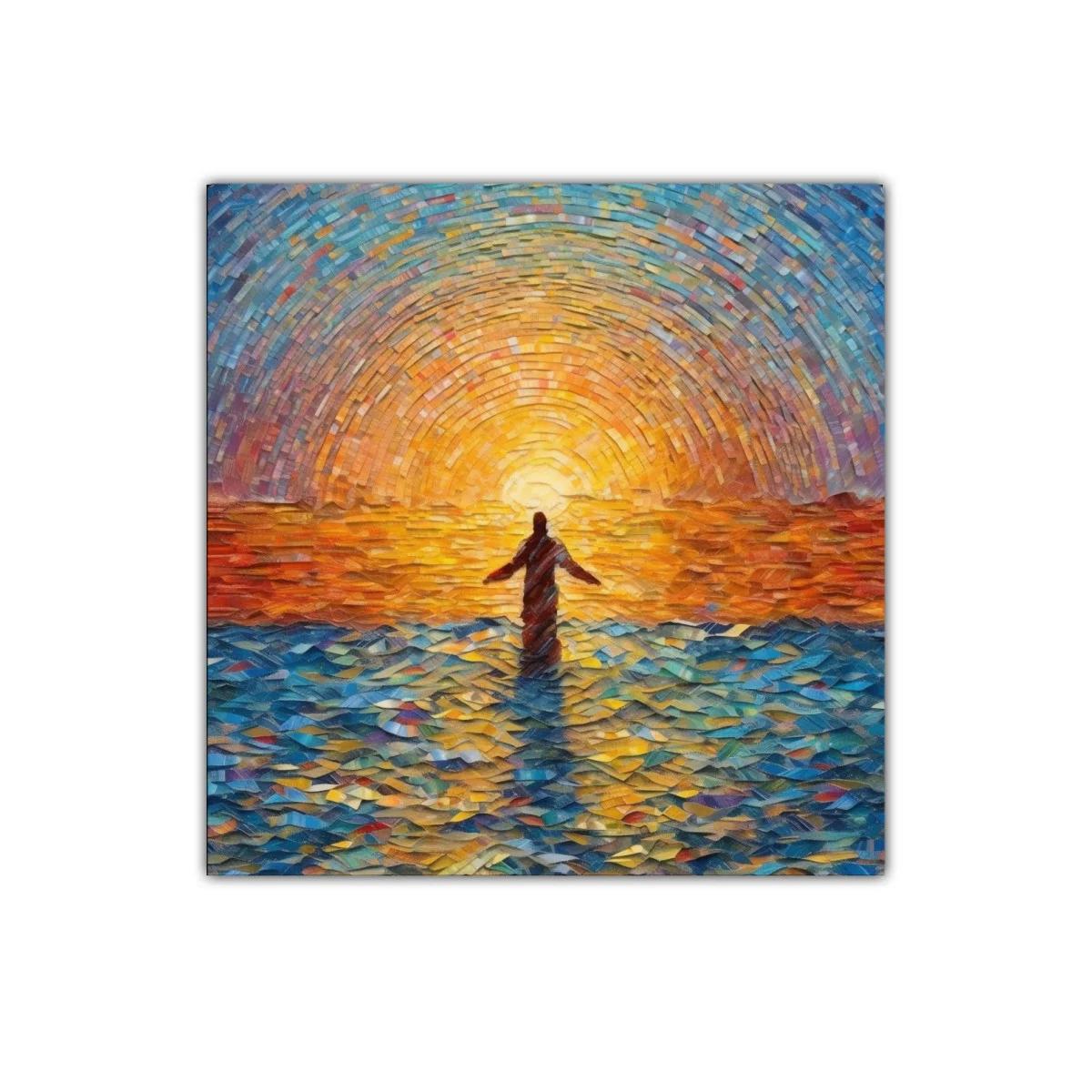 Figura Solitaria Frente a Un Mar Luminoso al Atardecer