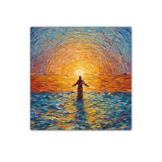 Figura Solitaria Frente a Un Mar Luminoso al Atardecer