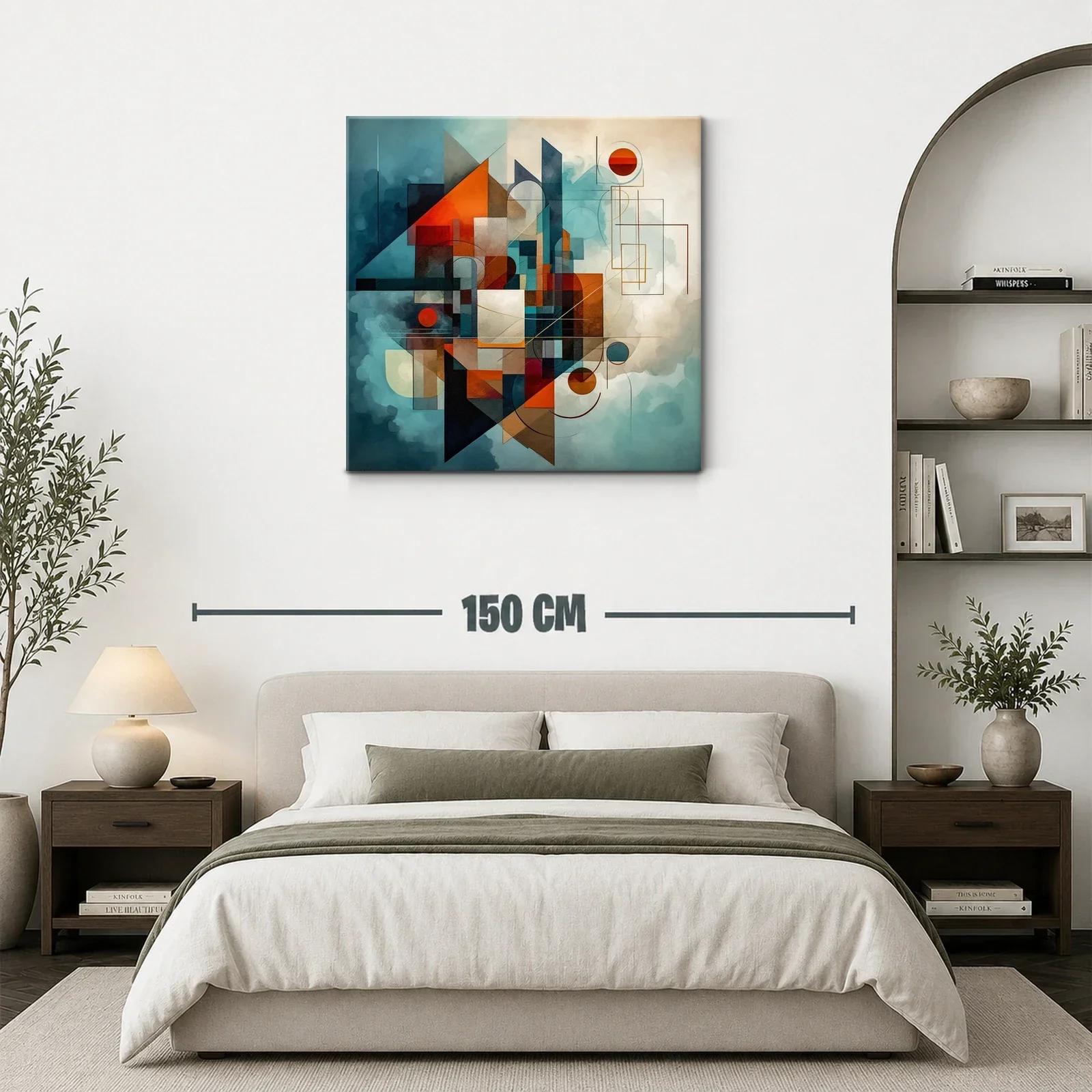 Composición geométrica abstracta en tonos cálidos y fríos — miniatura 3
