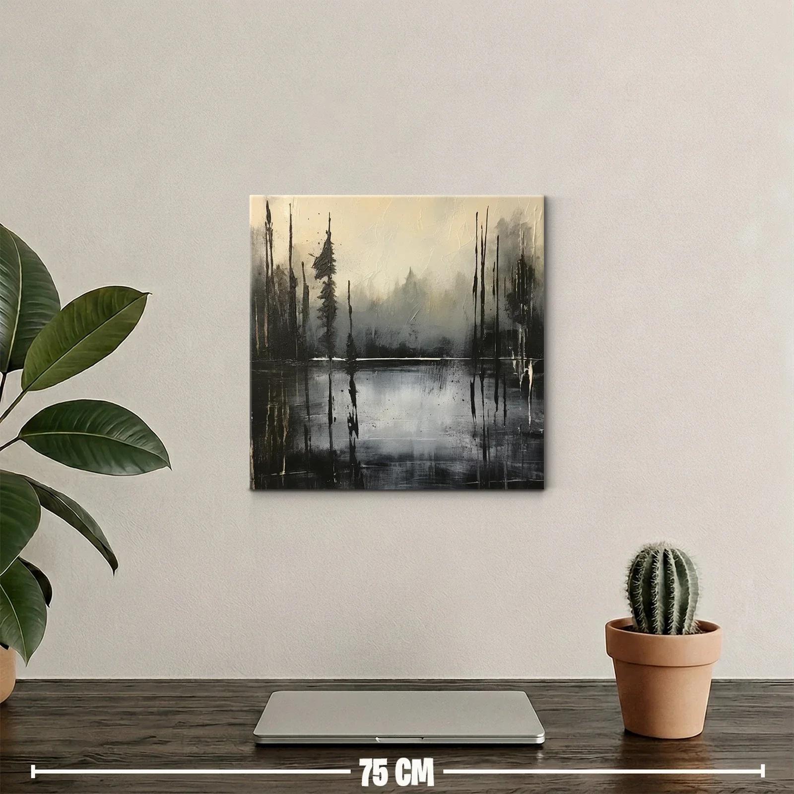 Paisaje abstracto en tonos grises y negros con reflejos — miniatura 2