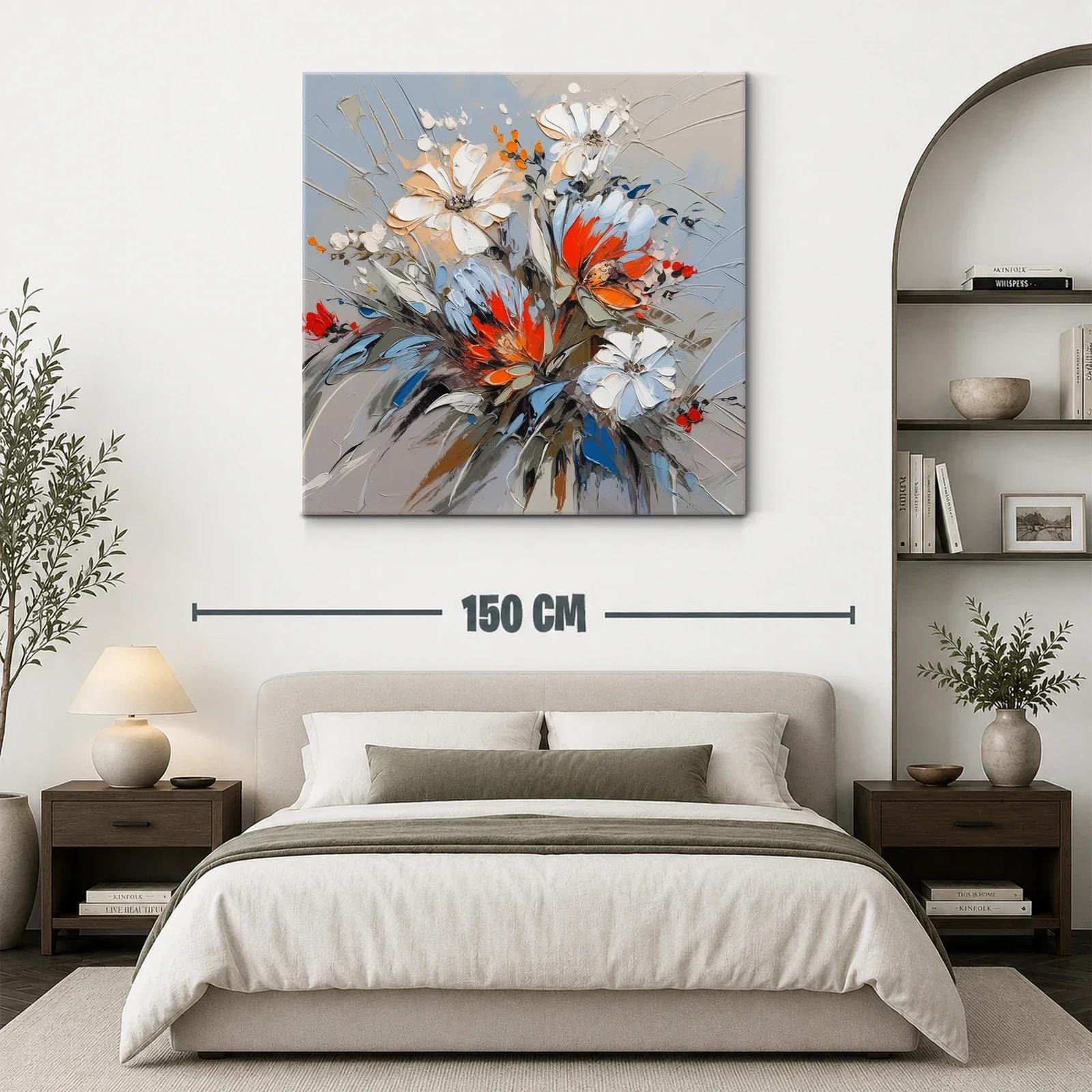 Composición floral vibrante con tonos cálidos y fríos — miniatura 3