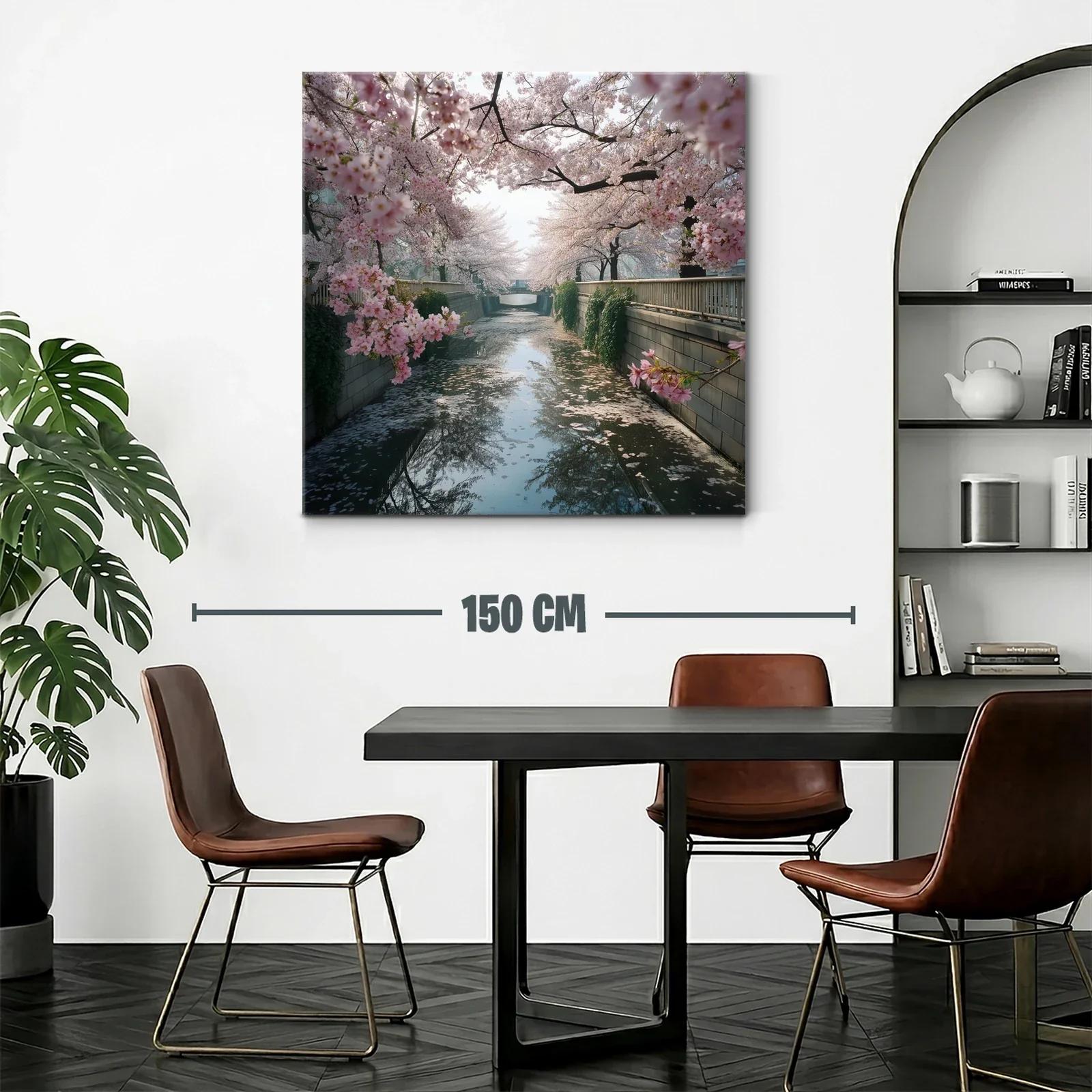 Paisaje sereno con cerezos en flor junto al río tranquilo — miniatura 2