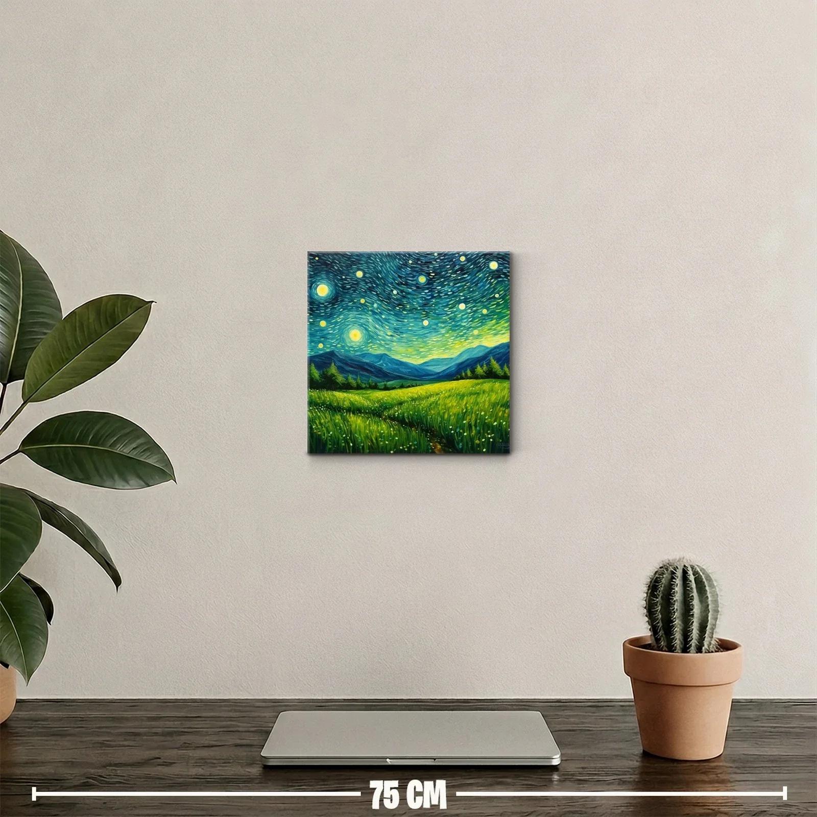 Campo bajo un cielo estrellado vibrante y colorido — miniatura 2