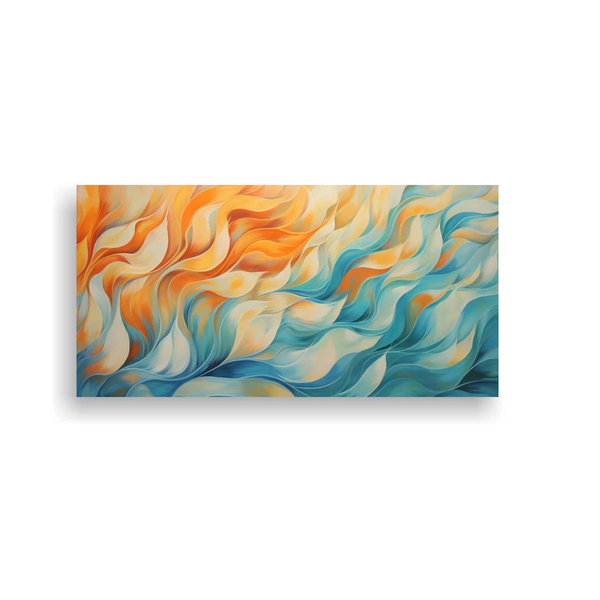 Cuadro ondas abstractas en azul y naranja